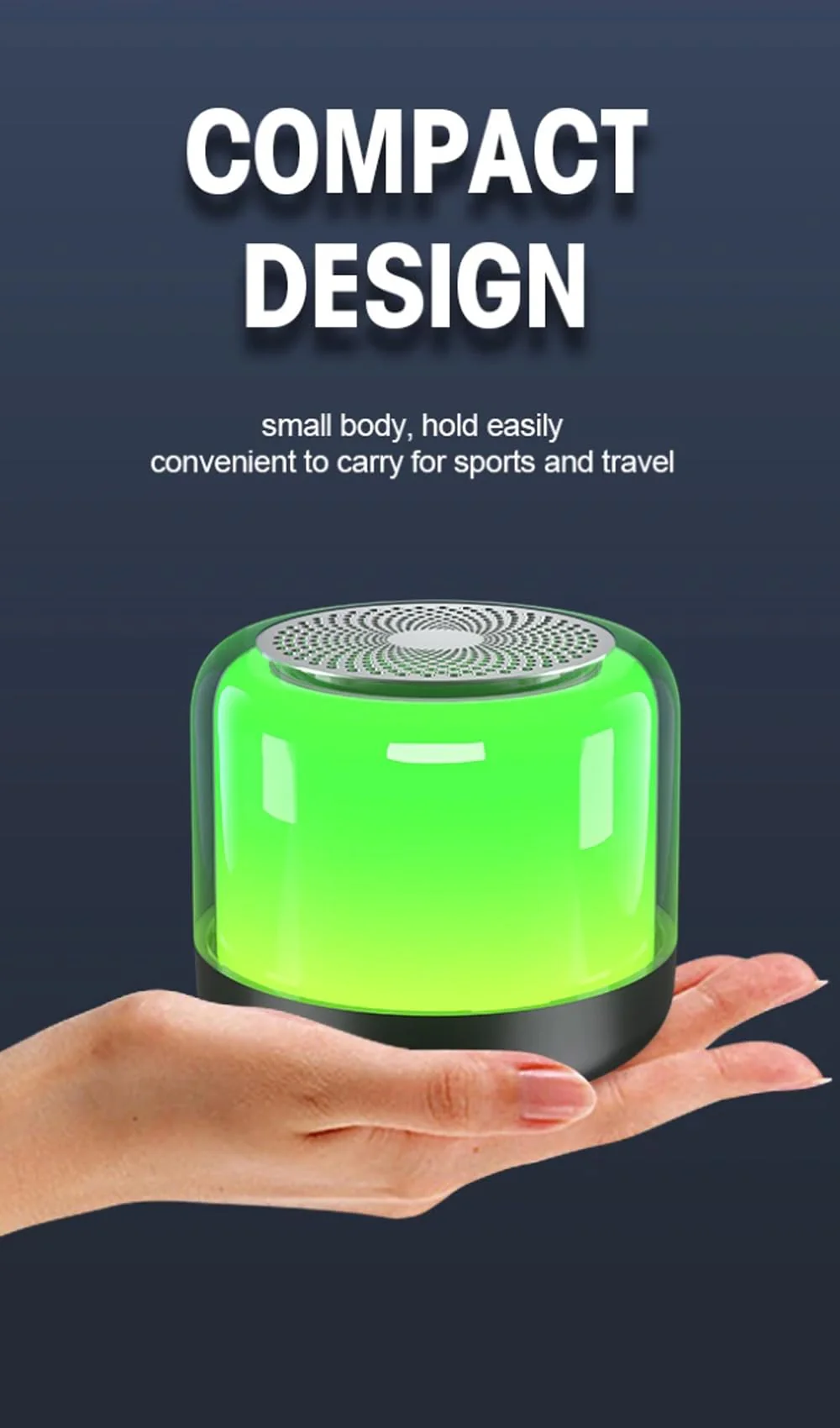 Portable Bluetooth Speakers with Colorful Lights, Loud Sound, Small Bluetooth Speaker with Wireless Stereo Pairing, HiFi Sound, Long Playtime,for Shower,Home,Outdoor-W - Image 6