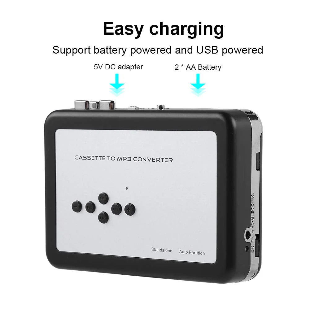 Portable Cassette Player Recorder Converter, Cassette to MP3 Converter USB Flash Drive Capture Audio Music Player - Image 2
