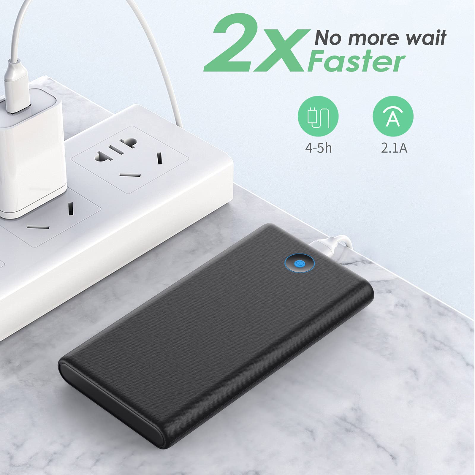 Portable Charger, 2-Pack 20000mAh Power Bank Ultra Slim Fast Charging External Battery Pack with Dual USB Outputs Compatible with iPhone 16/16 Pro/15 /14/13/12/X, Samsung S24/S23, Android Phone etc Black+Black - Image 4