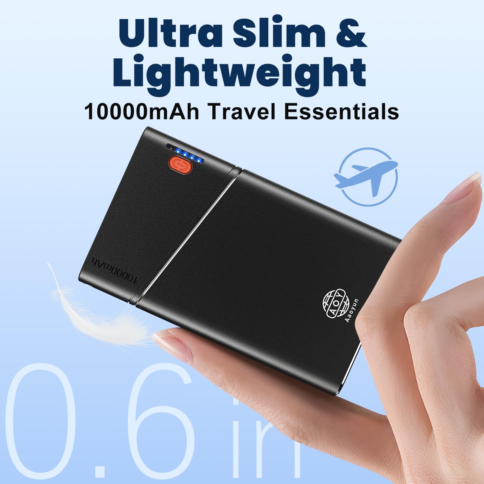 Portable Charger, 22.5W PD Fast Charging 10000mAh Power Bank with Detachable USB C Cable for Travel, Slim Hands-Free External Battery Pack for iPhone 16/15/14 iPad Samsung S24 etc, Black 1 Pack - Image 3