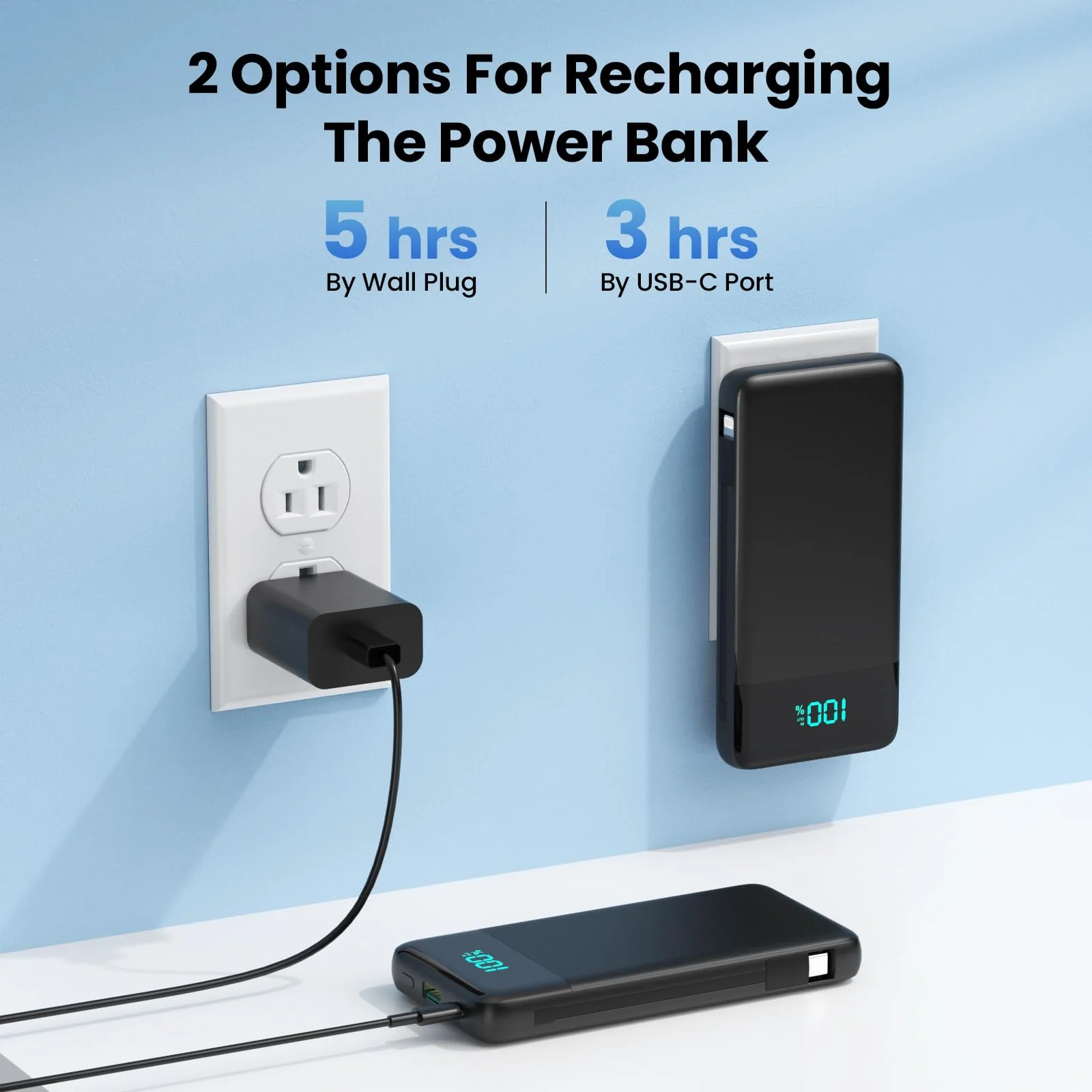 Portable Charger for iPhone with Built in Cables and Wall Plug,Upgraded 13800mAh Fast Charging USB C Power Bank,4 Outputs Travel Essential Battery Pack Compatible with iPhone 16/15/14,Samsung,Android Black - Image 2
