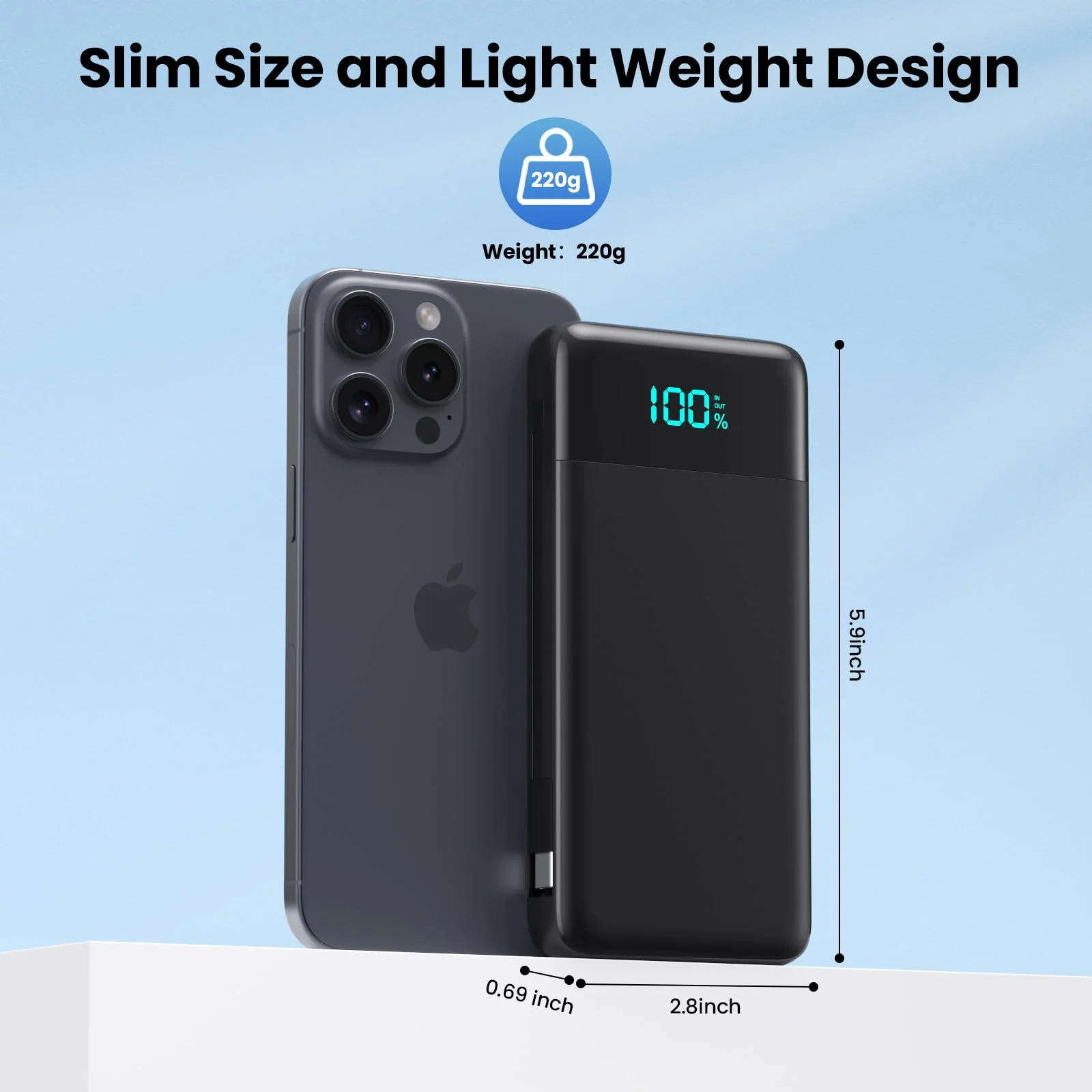 Portable Charger for iPhone with Built in Cables and Wall Plug,Upgraded 13800mAh Fast Charging USB C Power Bank,4 Outputs Travel Essential Battery Pack Compatible with iPhone 16/15/14,Samsung,Android Black - Image 5