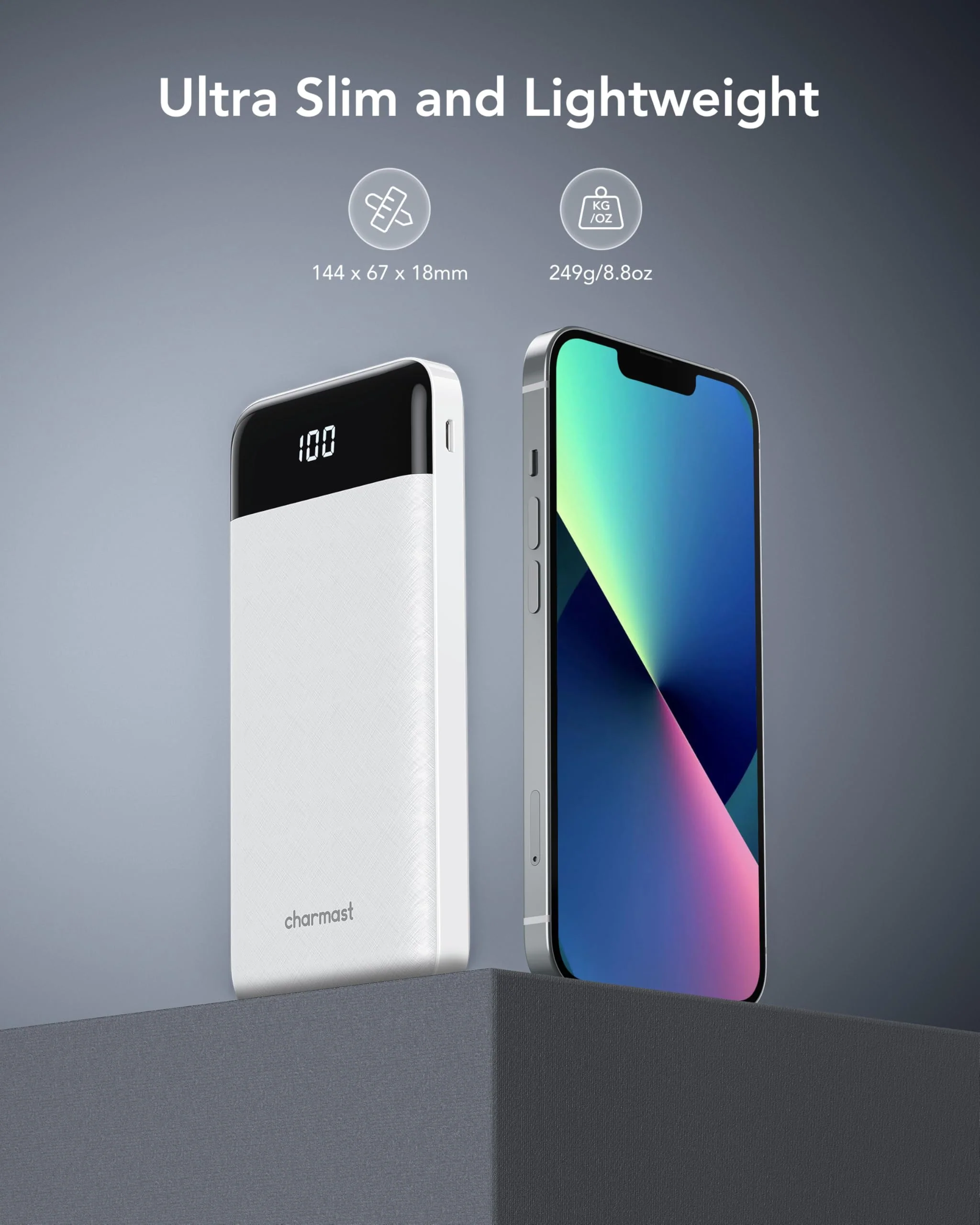 Portable Charger with Built in Cables, Portable Charger with Cords Wires Slim 10000mAh Travel Battery Pack 6 Outputs 3 Inputs 3A Fast Charging Power Bank for Samsung Google Pixel LG Moto iPhone iPad White - Image 5