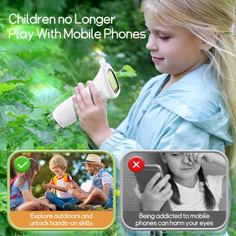 Portable Digital Microscope for Kids, Pocket Handheld Microscope Camera with 2'' Inch Screen, Educational Science Christmas Birthday Gifts for Age 3 4 5 6 7 8 9 10 11 12 Girls Boys - Orange - Image 4