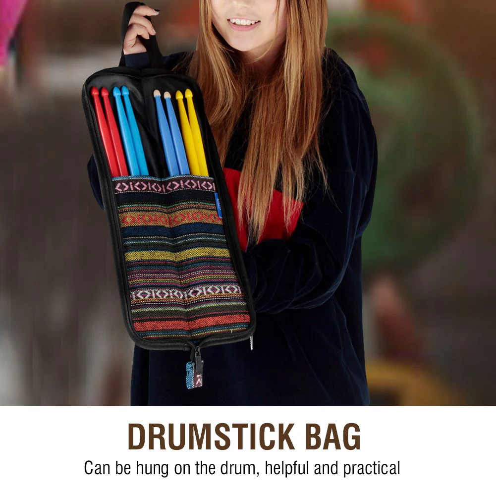 Portable Drumstick Bag Case Folk Style Drum Stick Holder Bag Drumsticks Accessories Carrying Handbag With Handle Drumstick Case Drum Stick Bag - Image 7