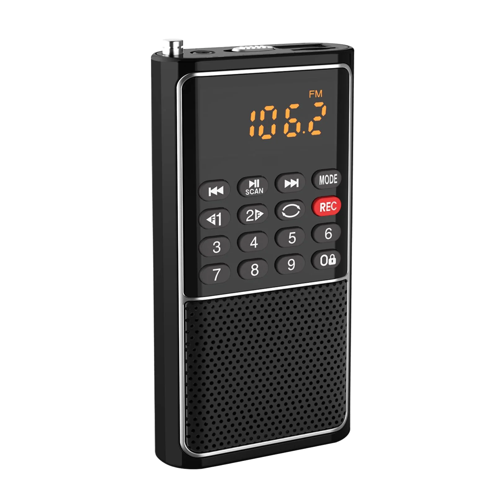 Portable FM Radio Micro SD Card/USB Flash Disk MP3 Player Rechargeable Battery Operated Small Radio Multi-Function Radios for Home/outdoors with Excellent Reception and Sound BLACK