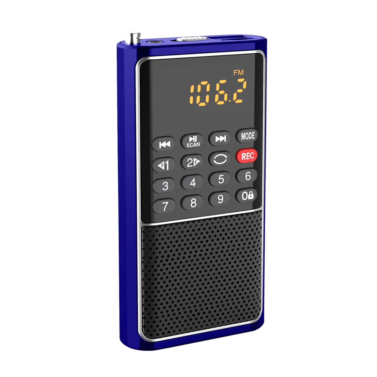Portable FM Radio Micro SD Card/USB Flash Disk MP3 Player Rechargeable Battery Operated Small Radio Multi-Function Radios for Home/outdoors with Excellent Reception and Sound BLUE