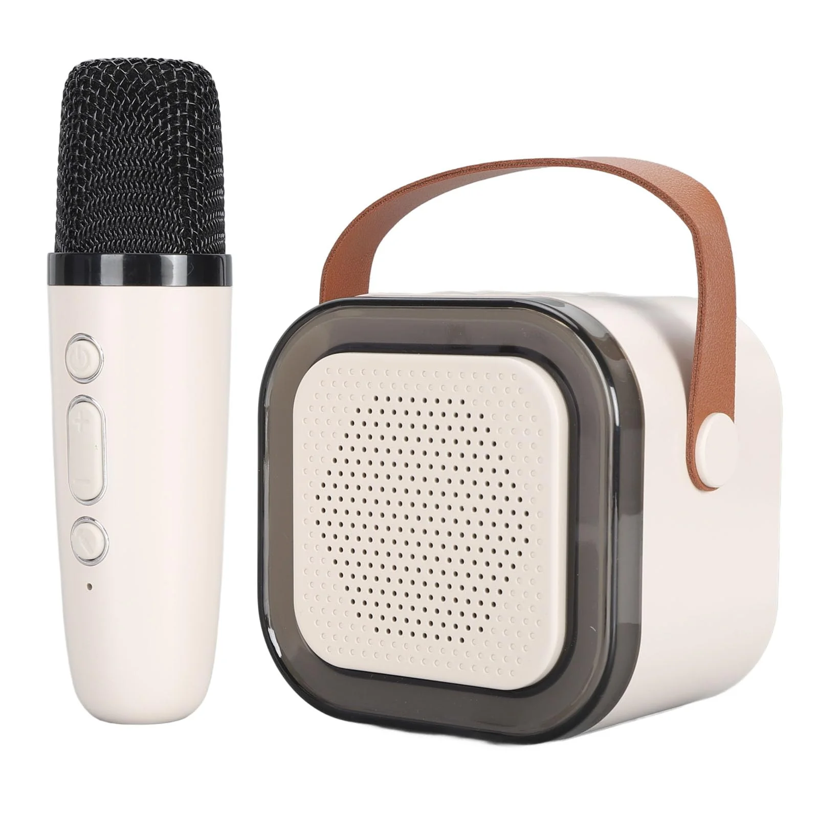 Portable Karaoke Machine for Kids Adults, Small Bluetooth Speaker with Microphone, with LED Dynamic Light, Birthday Gifts (White)