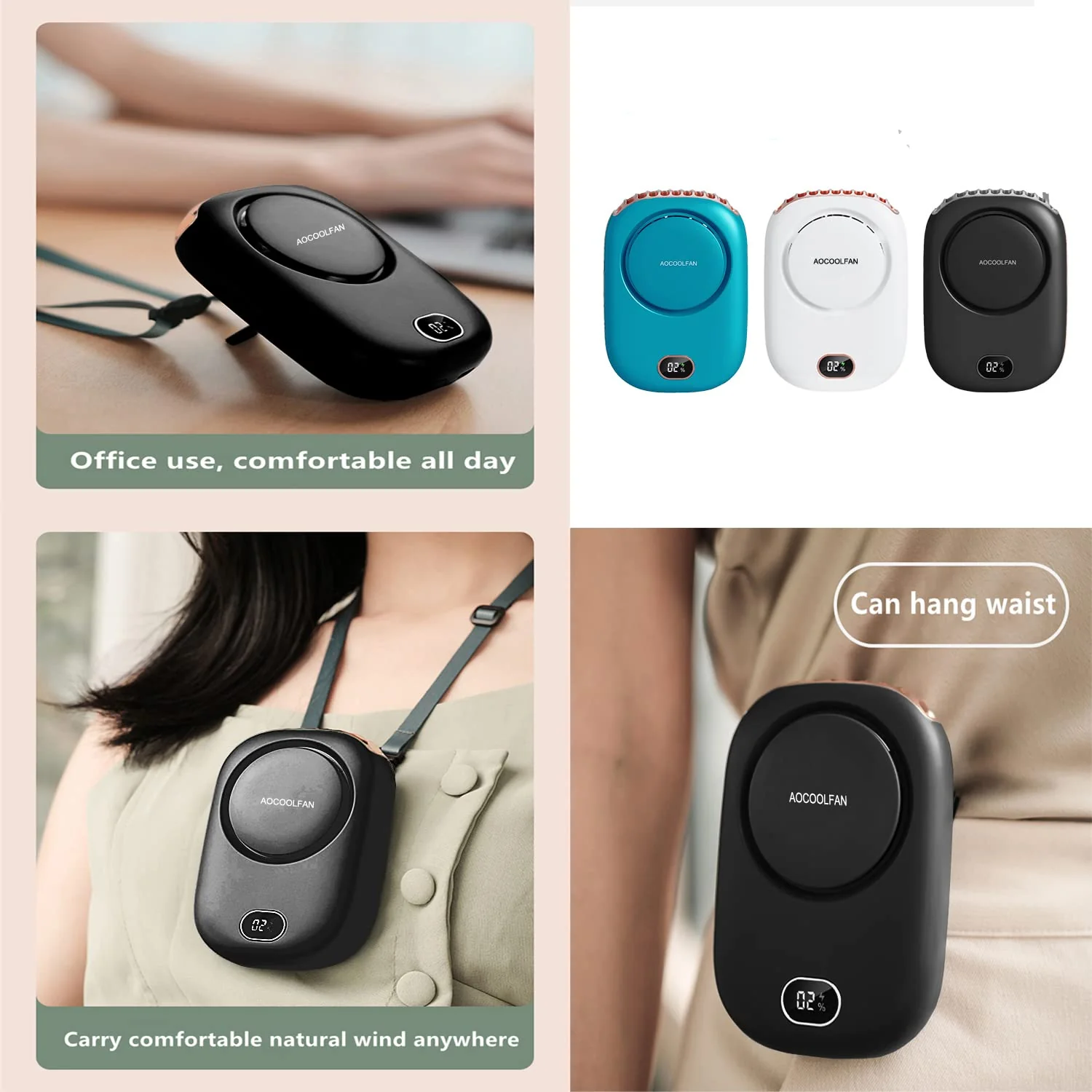 Portable Neck Fan, Handheld Mini Fan Small Personal Fan, Hand Held Fan USB Rechargeable Eyelash Fan for Kids Girls Boys Woman Man Home Outdoor Travel (Black) Black - Image 4