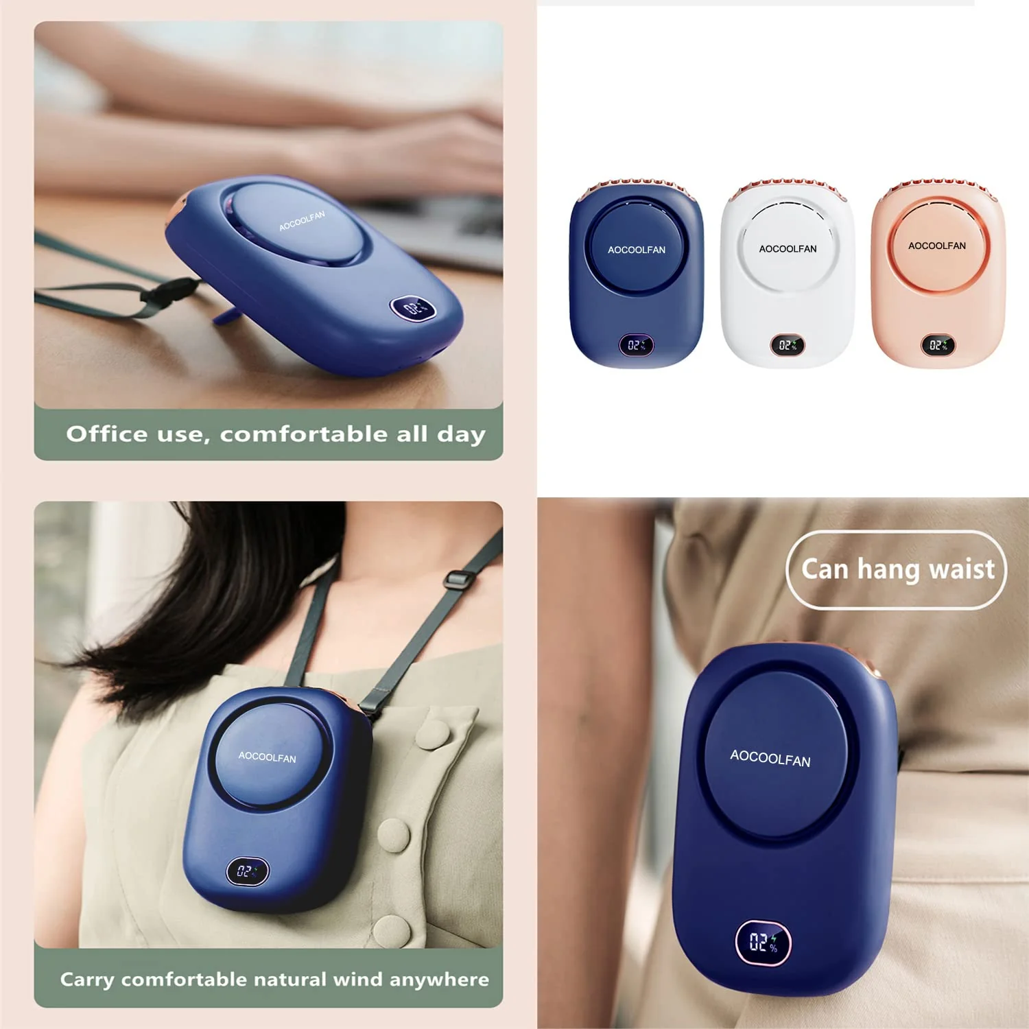 Portable Neck Fan, Handheld Mini Fan Small Personal Fan, Hand Held Fan USB Rechargeable Eyelash Fan for Kids Girls Boys Woman Man Home Outdoor Travel (navy blue) Navy blue - Image 4