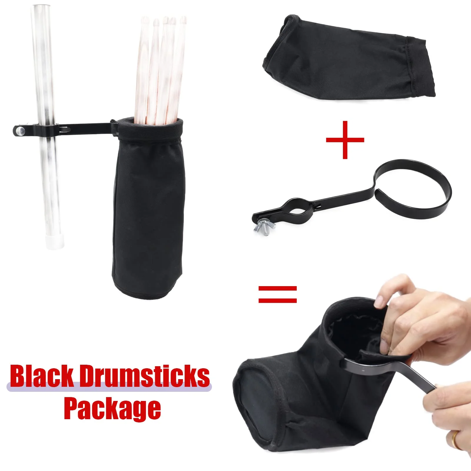 Portable Nylon Drum Stick Bag, Quick Change Drum Stick Holder for Drum Set, Waterproof and Dustproof Drum Sticks Bag, Percussion Stick Bag with Large Capacity Black - Image 4
