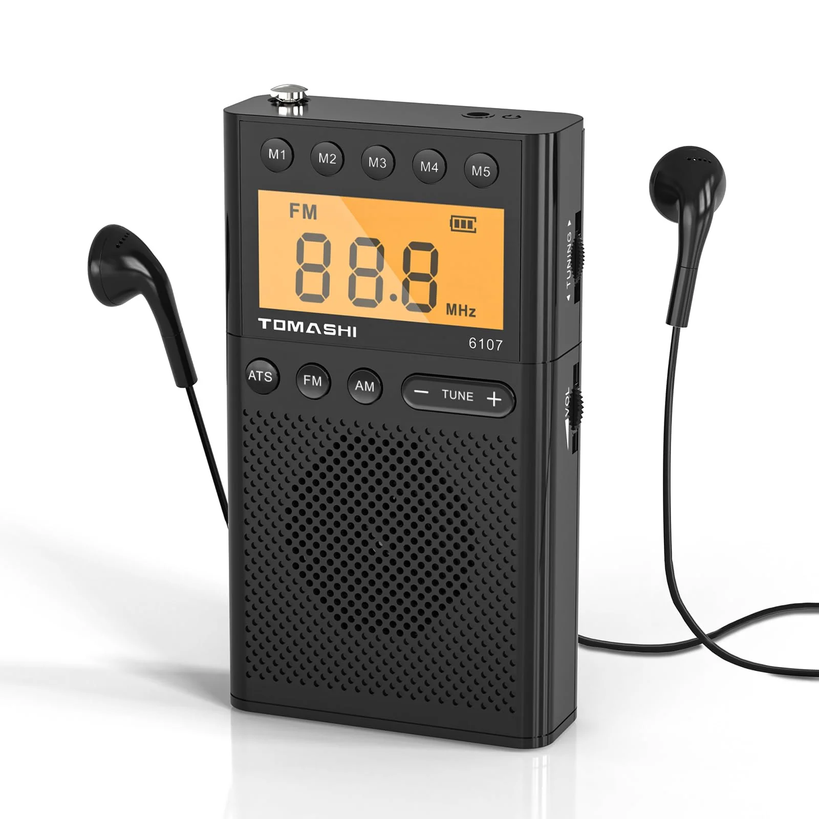 Portable Radio AM FM, Battery Powered Radio with Loud Speaker, Headphone Jack, Small Radio with Long Range Reception, Large LCD Screen Transistor Digital Radio