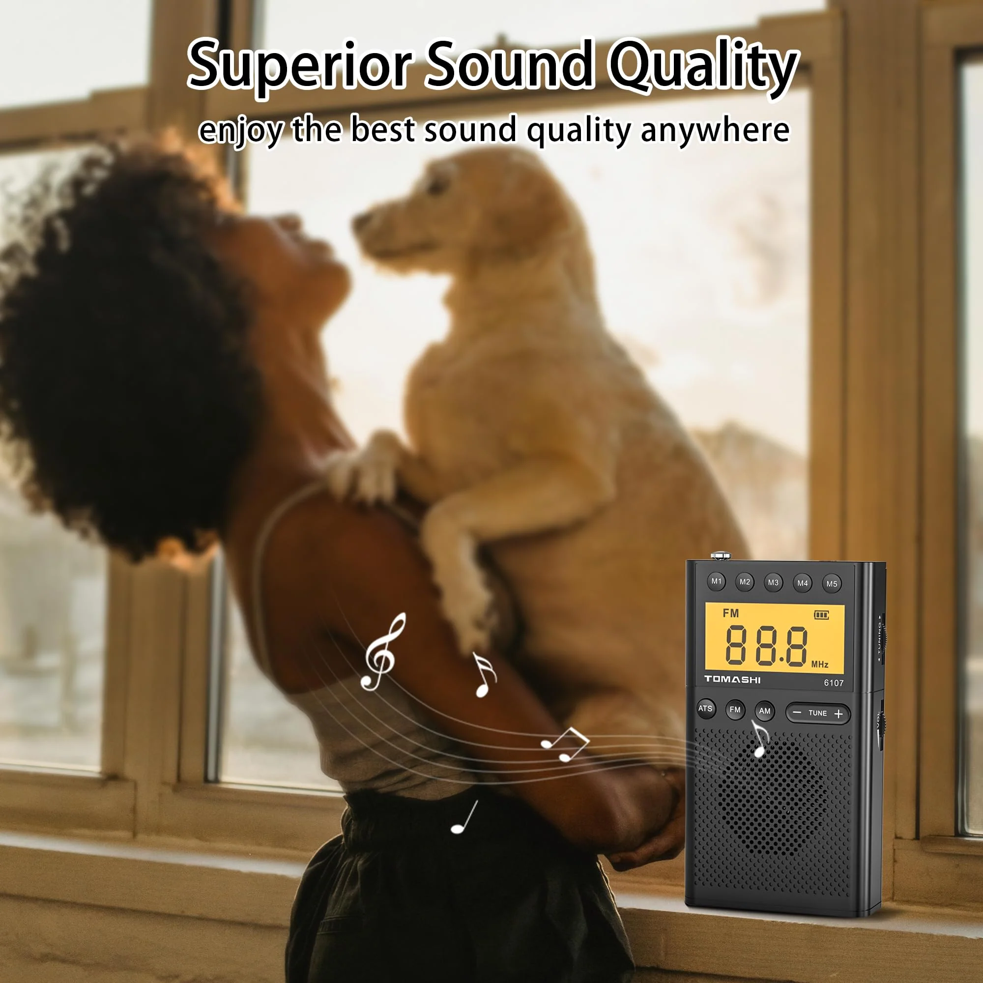 Portable Radio AM FM, Battery Powered Radio with Loud Speaker, Headphone Jack, Small Radio with Long Range Reception, Large LCD Screen Transistor Digital Radio - Image 6