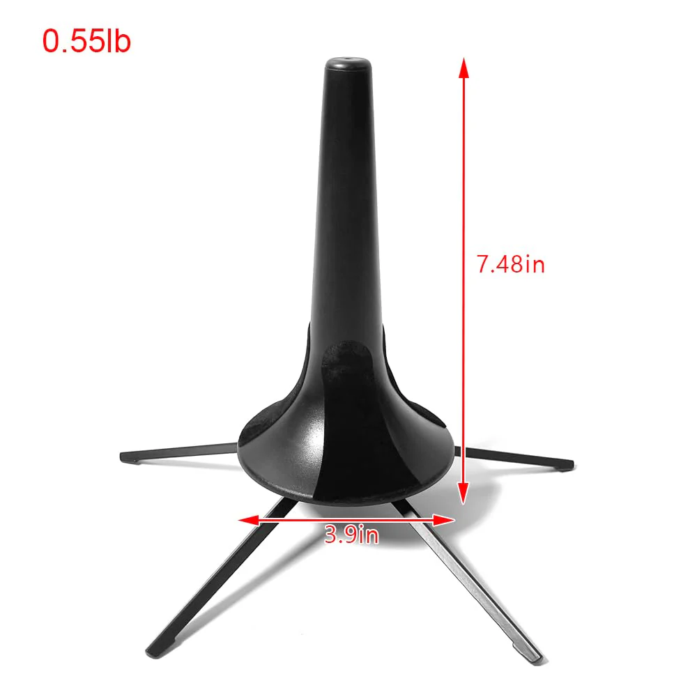 Portable Trumpet Stand Holder, 5-Leg Foldable Detachable Brass Instrument Stand with Non-Slip Base, Durable Metal Construction for Trumpet, Cornet, Flugelhorn - Black - Image 2