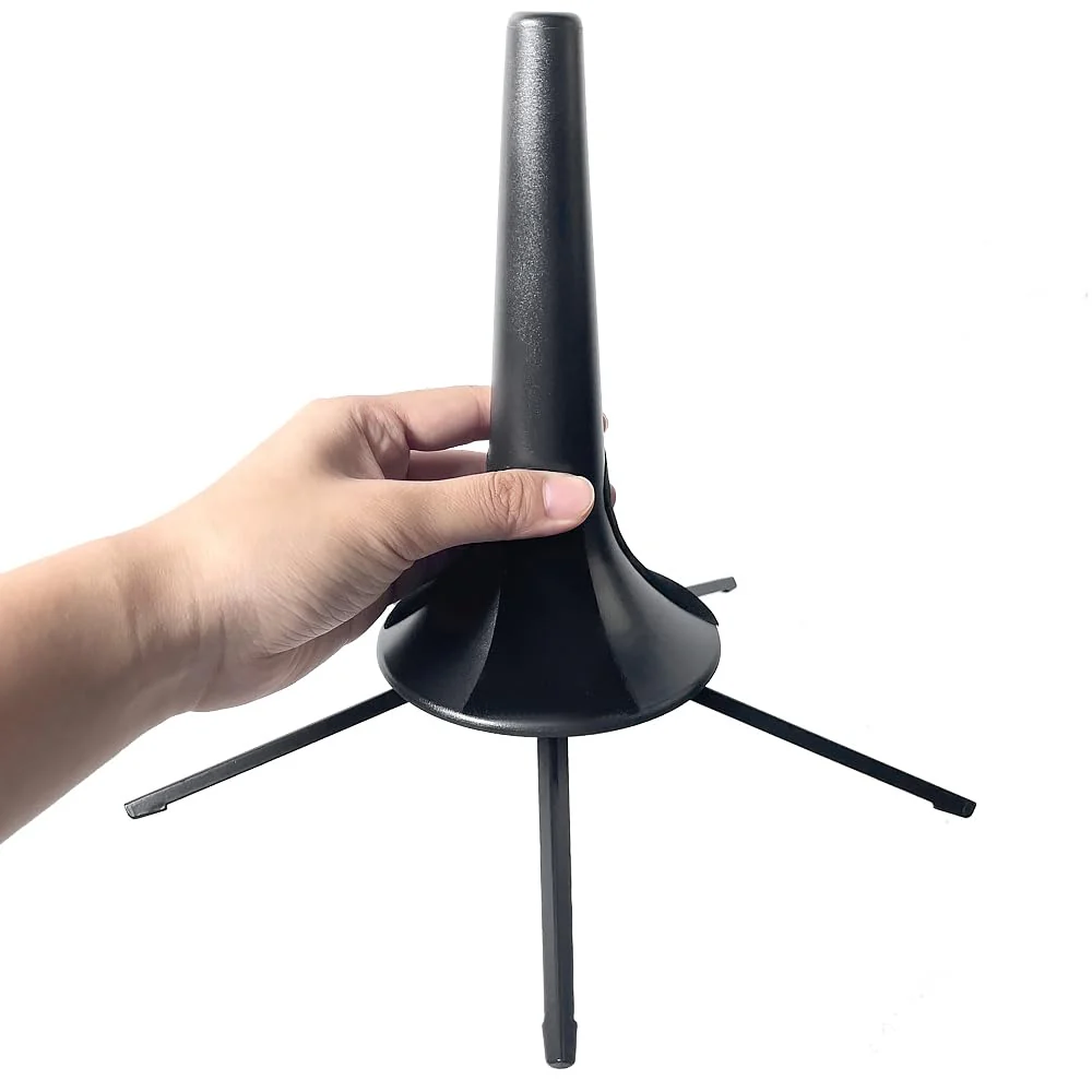 Portable Trumpet Stand Holder, 5-Leg Foldable Detachable Brass Instrument Stand with Non-Slip Base, Durable Metal Construction for Trumpet, Cornet, Flugelhorn - Black - Image 8