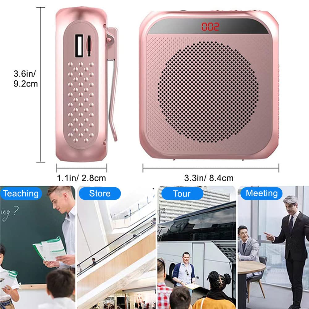Portable Voice Amplifier for Teachers, 2200mAh Rechargeable Personal Amplifier Mic PA System Headset Microphone with Speaker for Teachers, Training, Meeting, Tour Guide, Yoga, Classroom (Black) Black - Image 6