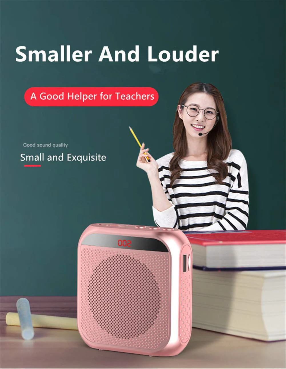Portable Voice Amplifier with Wired Microphone Headset Rechargeable PA System Speaker Personal Microphone Speech Amplifier Power Amplifiers Loudspeaker for Teachers/Metting/Tour Guide (Black) Black - Image 2