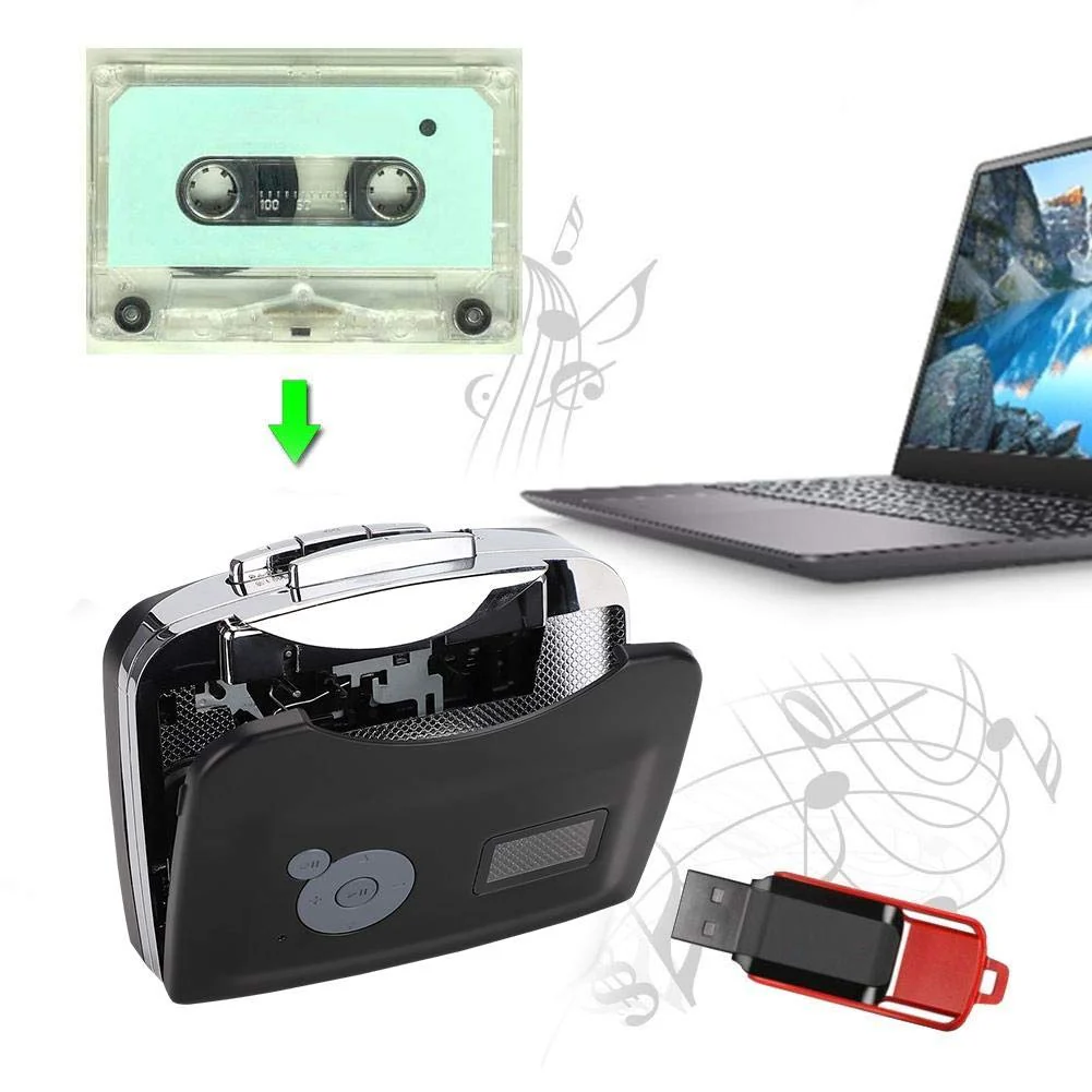 Portable Walkman Cassette Tape, USB Cassette to MP3 Converter Music Player, Audio Music Cassette Tape to Digital Converter Player with Earphone Compatible with Laptop/PC/USB Flash Drive