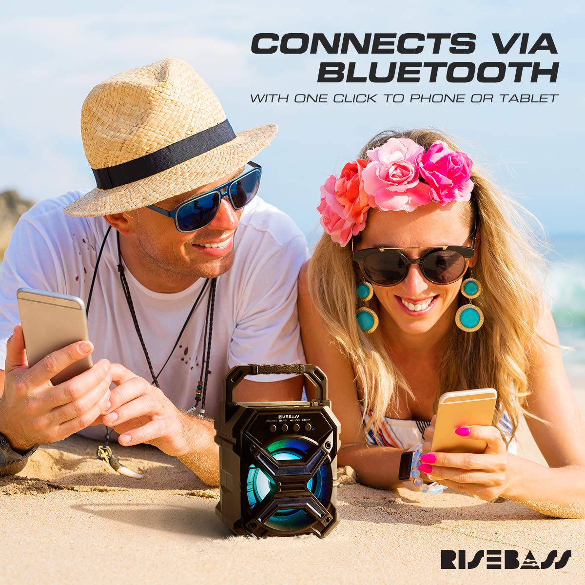 Portable Wireless Bluetooth Speaker for iPhone, Android, iPod and More - Rechargeable Bluetooth Speaker for Kids & Adults - Mini Speaker with Party Lights, for Hiking, Camping, Picnic and Boating Pack of 1 Red - Image 5