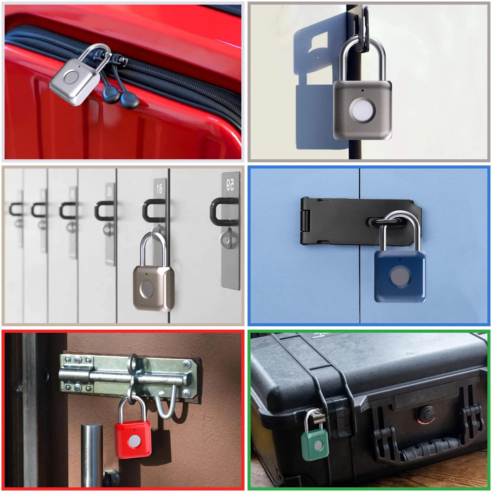Pothunder Fingerprint Padlock, Smart Padlock, Locker Lock, Biometric Metal Keyless Fingerprint Lock, USB Rechargeable, for Gym Locker, Luggage, Backpack(Blue) Blue - Image 8