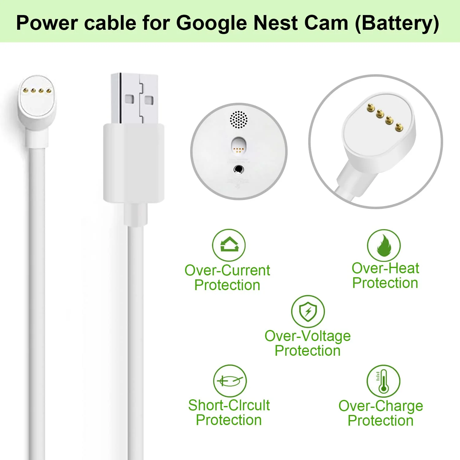 Power Cord for Google Nest Cam (Battery) Only, Weatherproof Charging Cable - 6 ft/2m 2 M - Image 2