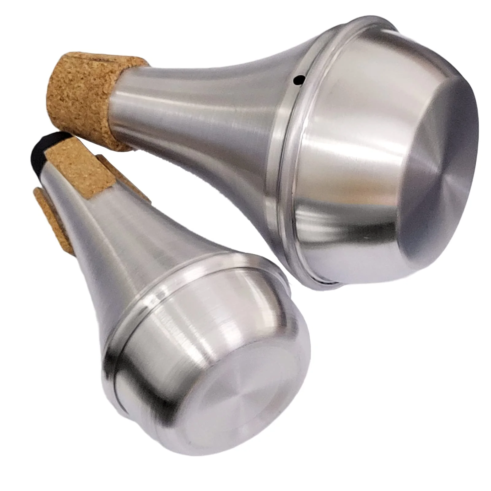 Practice Silencer Brass Trumpet Mute Aluminum Cork Musical Instrument Part (2Pcs (Mute+Silencer)) 2Pcs (Mute+Silencer)