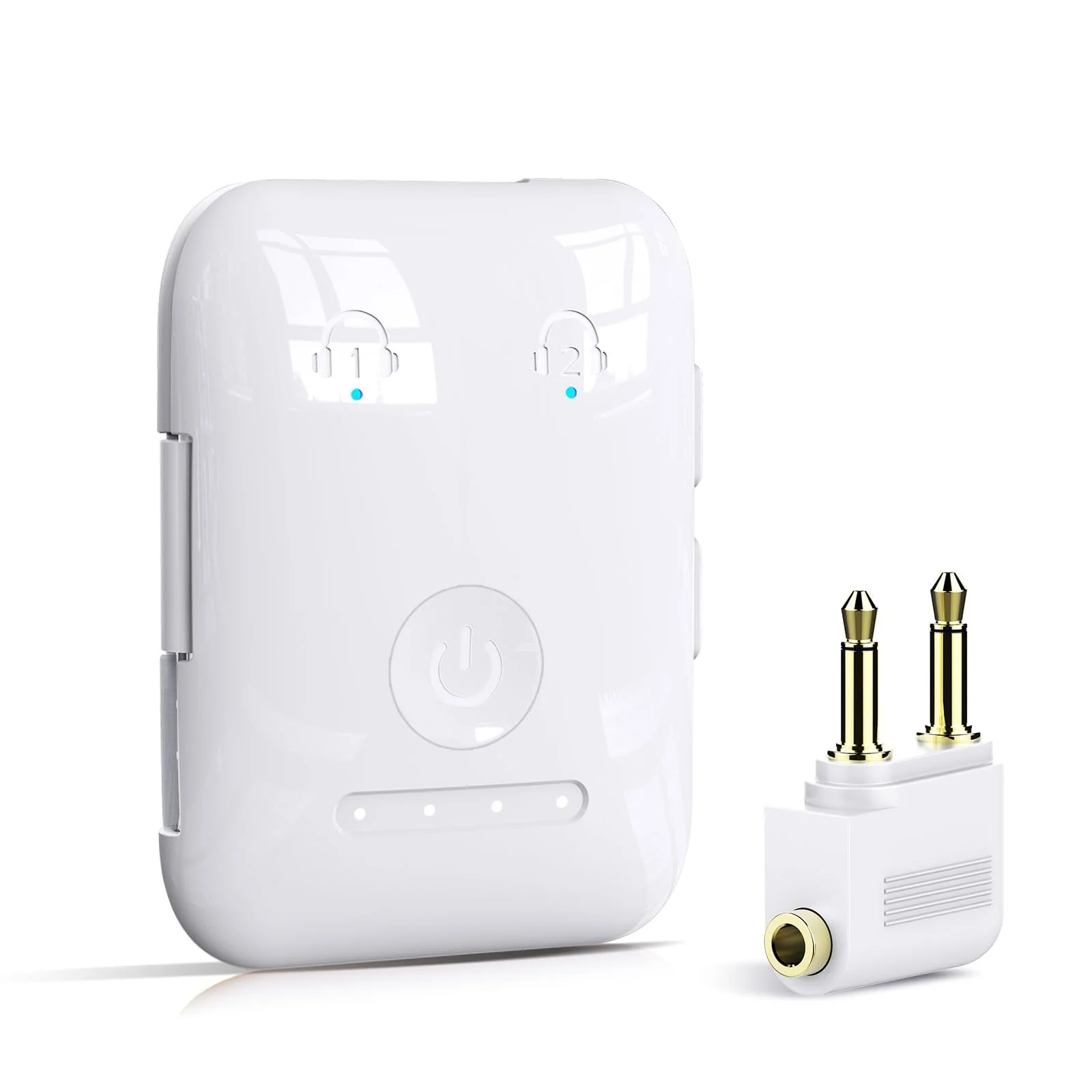 Premium Bluetooth 5.4 Transmitter, Airplane Bluetooth Adapter, Supports 2 AirPods/Headphones, Bluetooth Transmitter for TV, Airplane, Gym, with aptX Adaptive & Low Latency Ivory