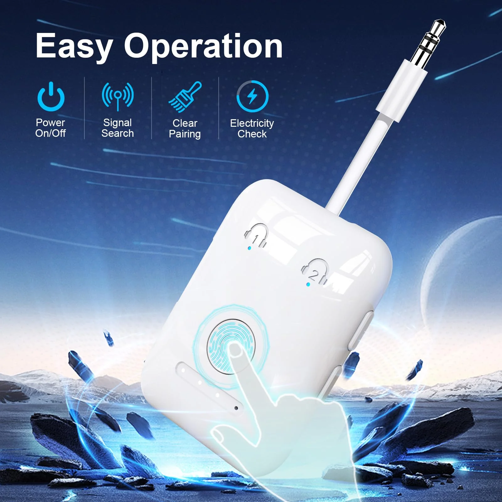 Premium Bluetooth 5.4 Transmitter, Airplane Bluetooth Adapter, Supports 2 AirPods/Headphones, Bluetooth Transmitter for TV, Airplane, Gym, with aptX Adaptive & Low Latency Ivory - Image 5