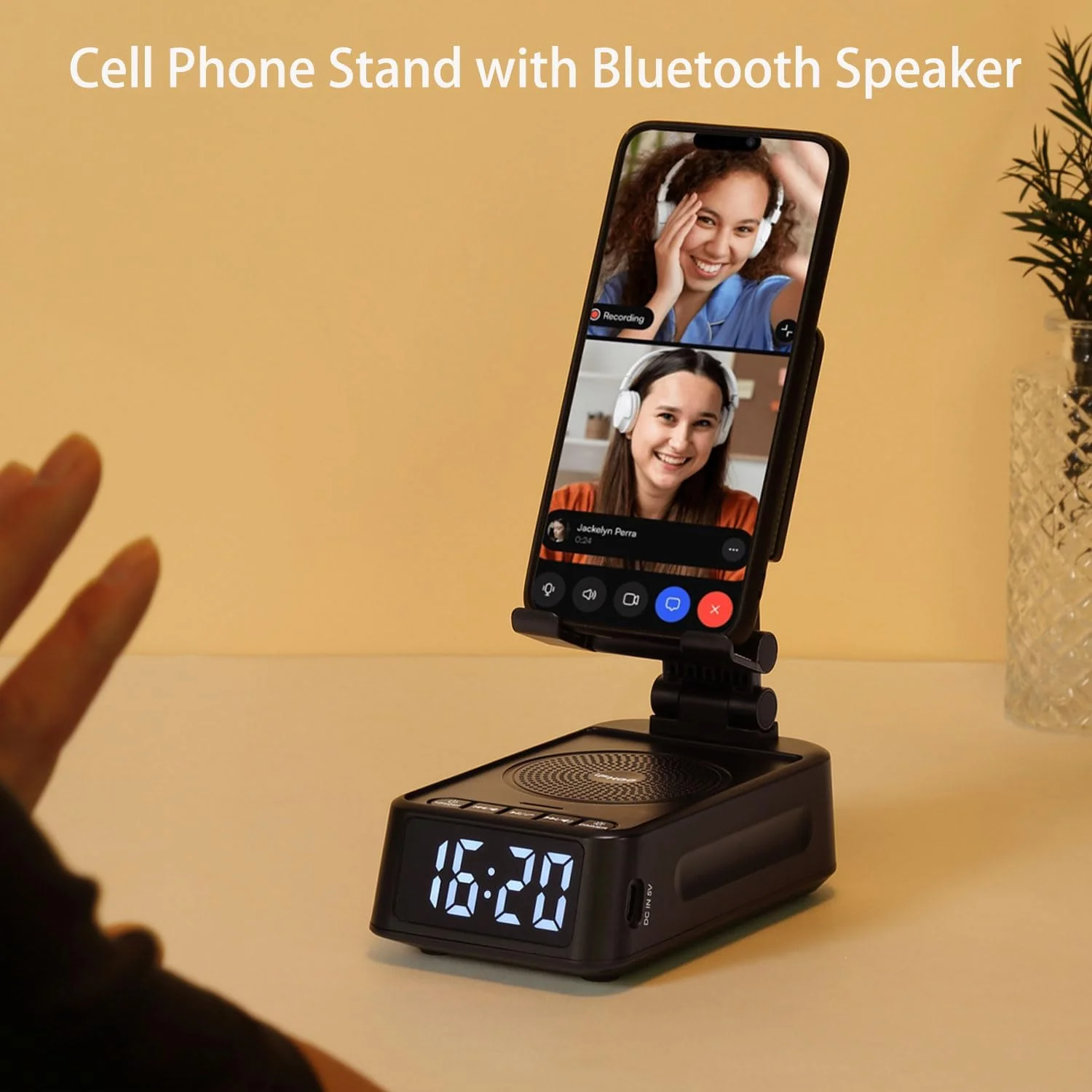 Presents for Men/Women, Cell Phone Stand with Wireless Bluetooth Speaker, 12H Time Display Unique Presents for Him, Husband, Boyfriend, Dad, Her, Wife, Mom, Cool Multi Functional Gadget (Crow Black) Crow Black - Image 2