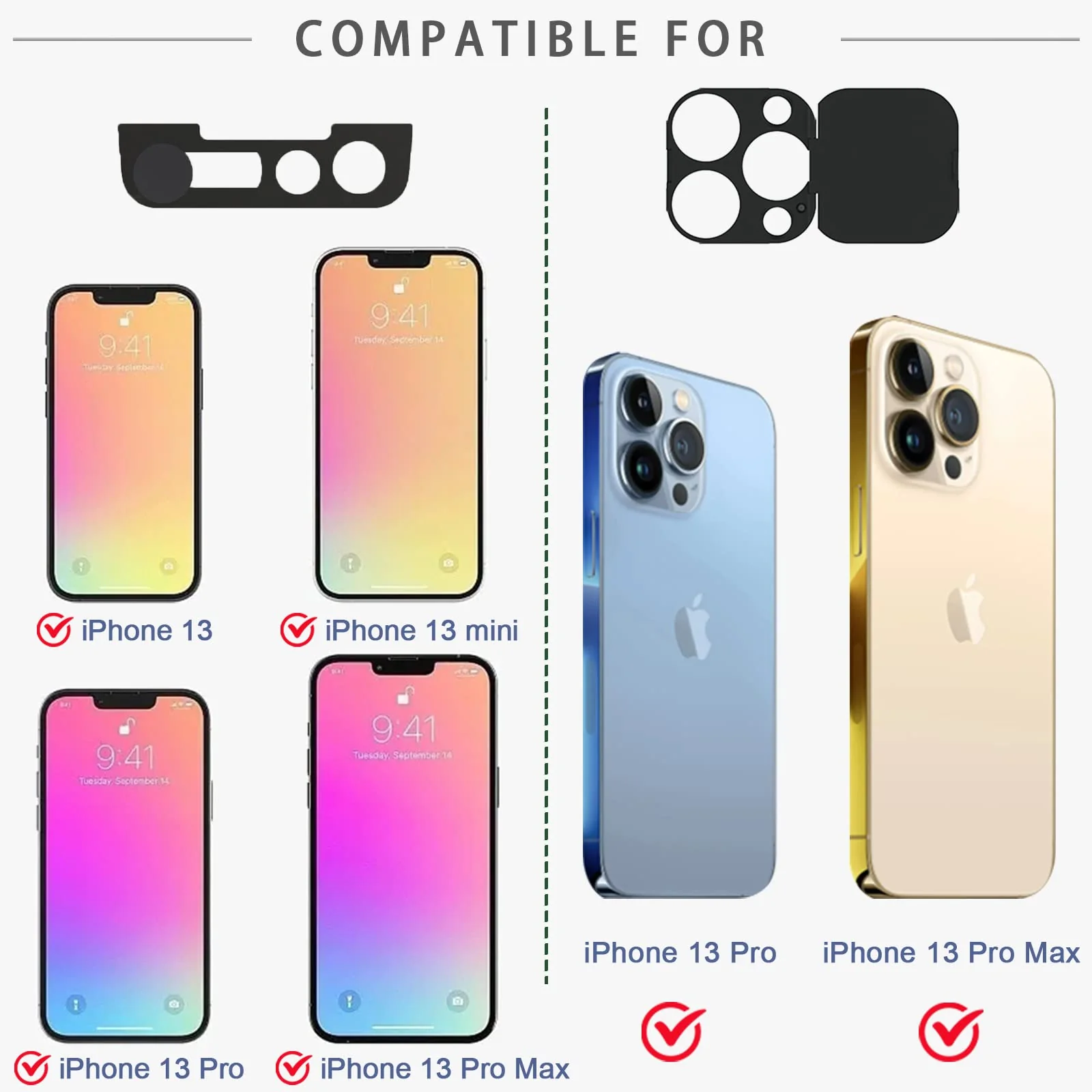 Privacy Cover Compatible for 13 Pro/iPhone 13 Pro Max with Front Camera Cover,Protect Privacy and Security But Not Affect Facial Recognition(2Pack) - Image 5