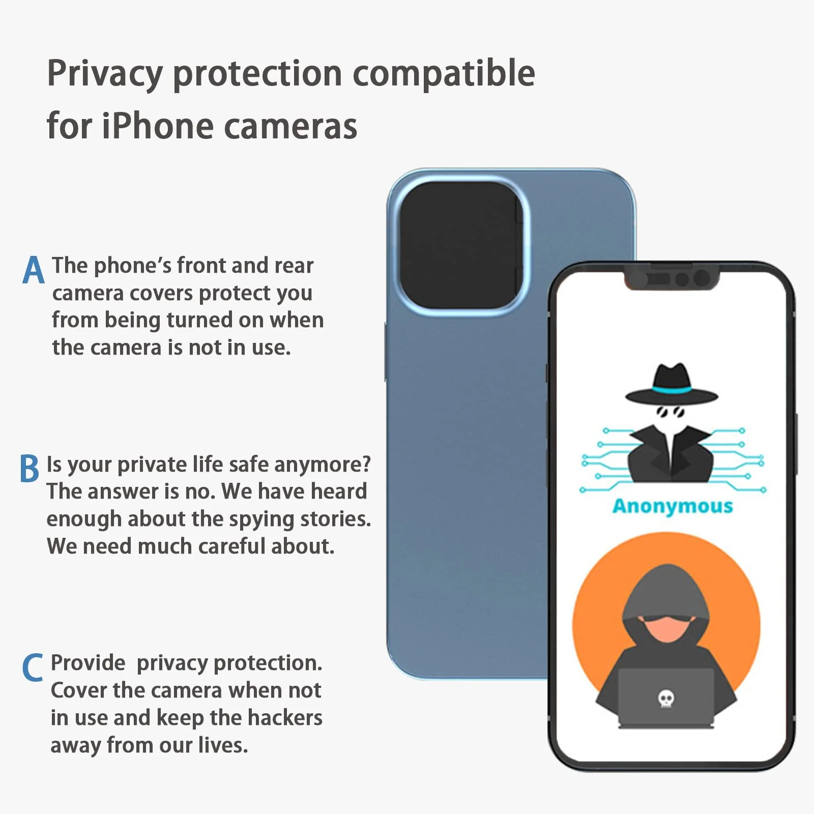 Privacy Cover Compatible for 13 Pro/iPhone 13 Pro Max with Front Camera Cover,Protect Privacy and Security But Not Affect Facial Recognition(2Pack) - Image 6