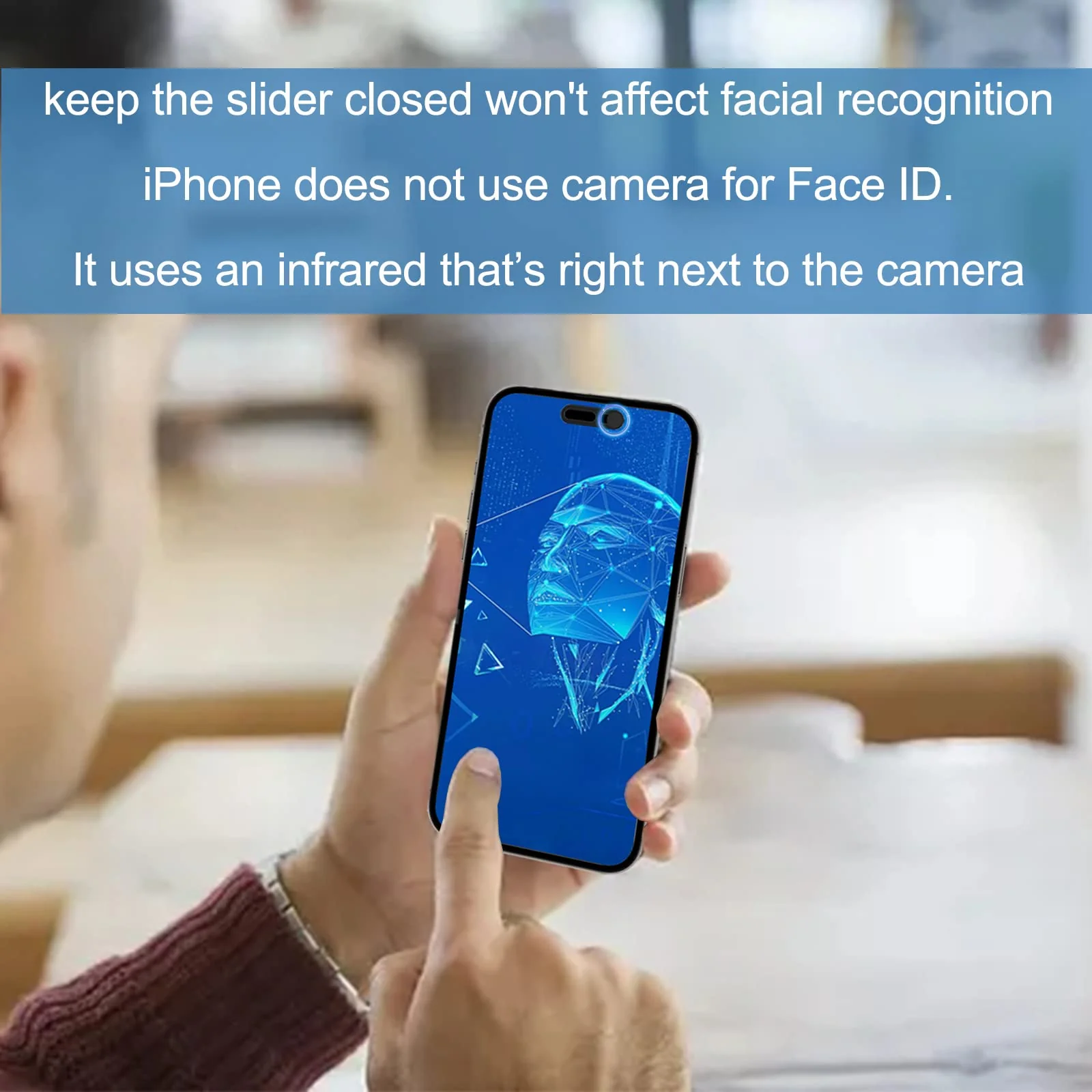 Privacy Cover Compatible for 15 Pro/iPhone 15 Pro Max with Front Camera Cover,Protect Privacy and Security But Not Affect Facial Recognition（2Pack） - Image 4