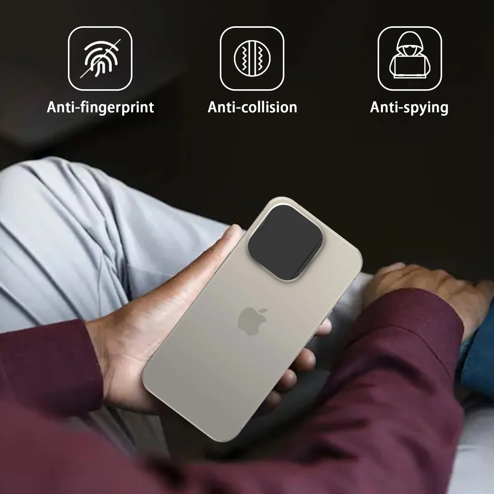 Privacy Cover Compatible for 15 Pro/iPhone 15 Pro Max with Front Camera Cover,Protect Privacy and Security But Not Affect Facial Recognition（2Pack） - Image 6