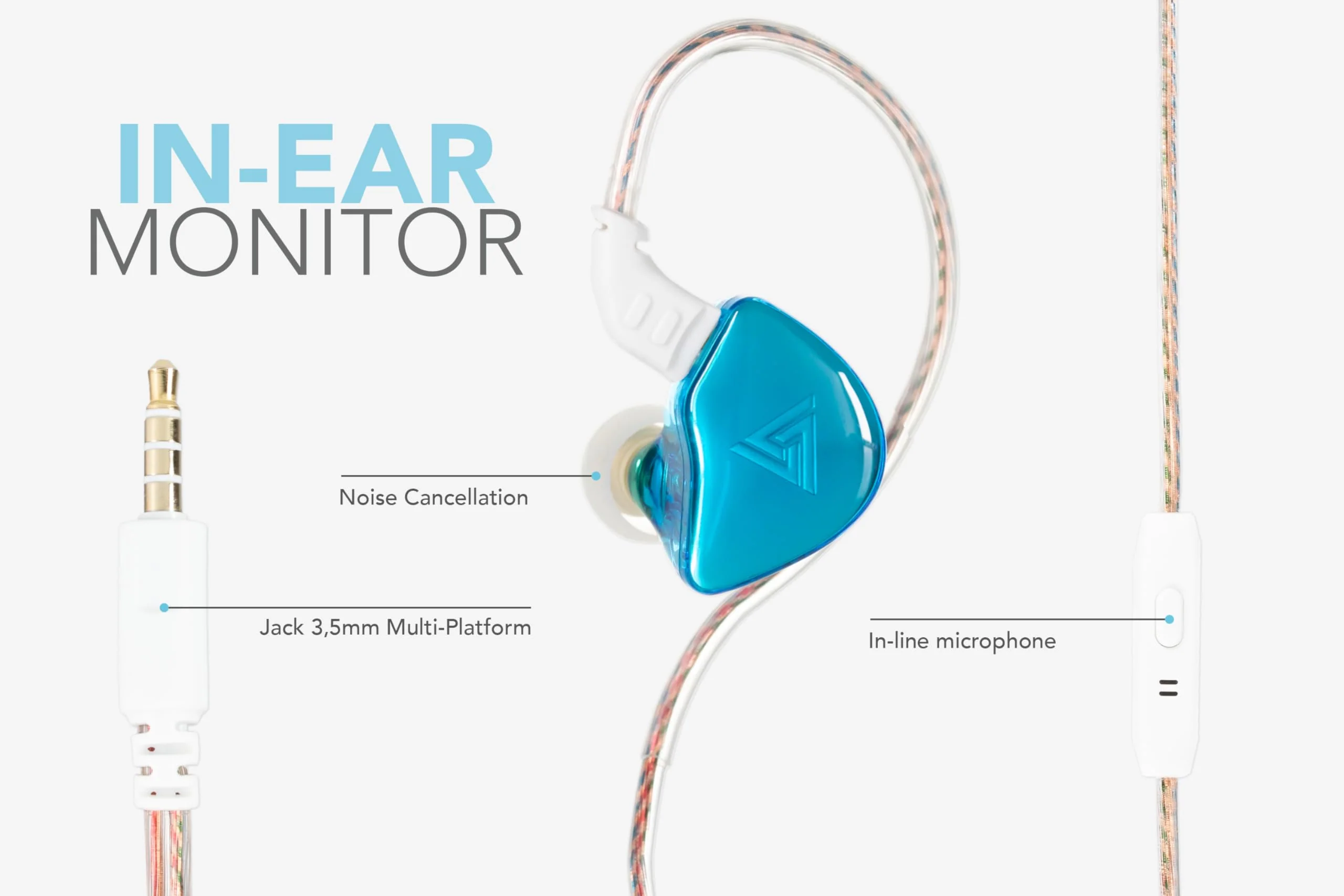Pro in Ear Monitor Headphones with Silicone Protector for Musicians, Singers, Drummers, HiFi Wired Earbuds, IEM cable with mic, IEMs (Glass Texture Blue-Purple) Blue Purple AK8 - Image 2