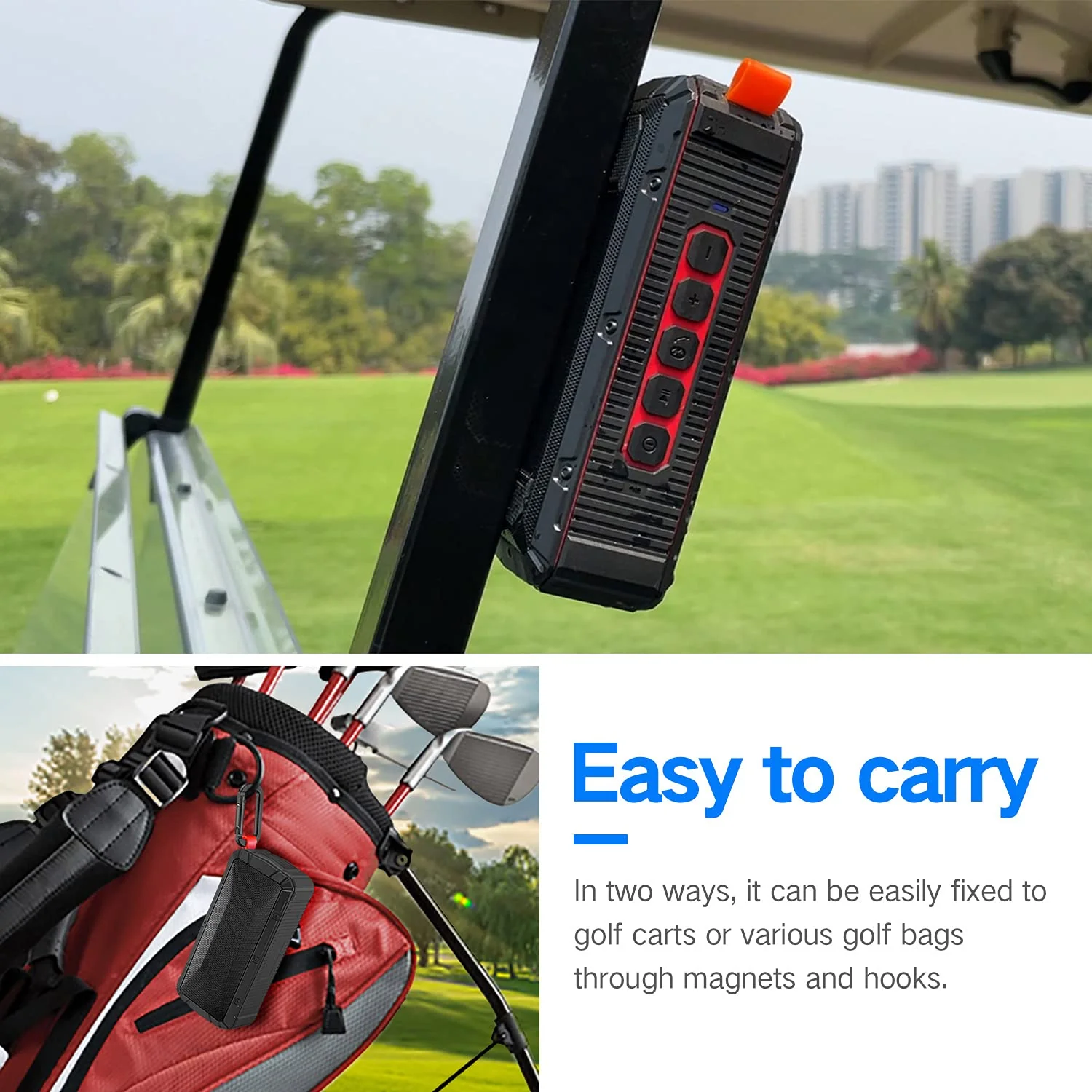 Pro Portable Magnetic Bluetooth Golf Speaker Wireless Waterproof IPX6/Shockproof 3rd Generation Magnetic Golf Speakers for Golf Cart 24Hour Battery Golf Accessories Golf Gifts(TWS & SD Card function) TWS & SD Card function - Image 4