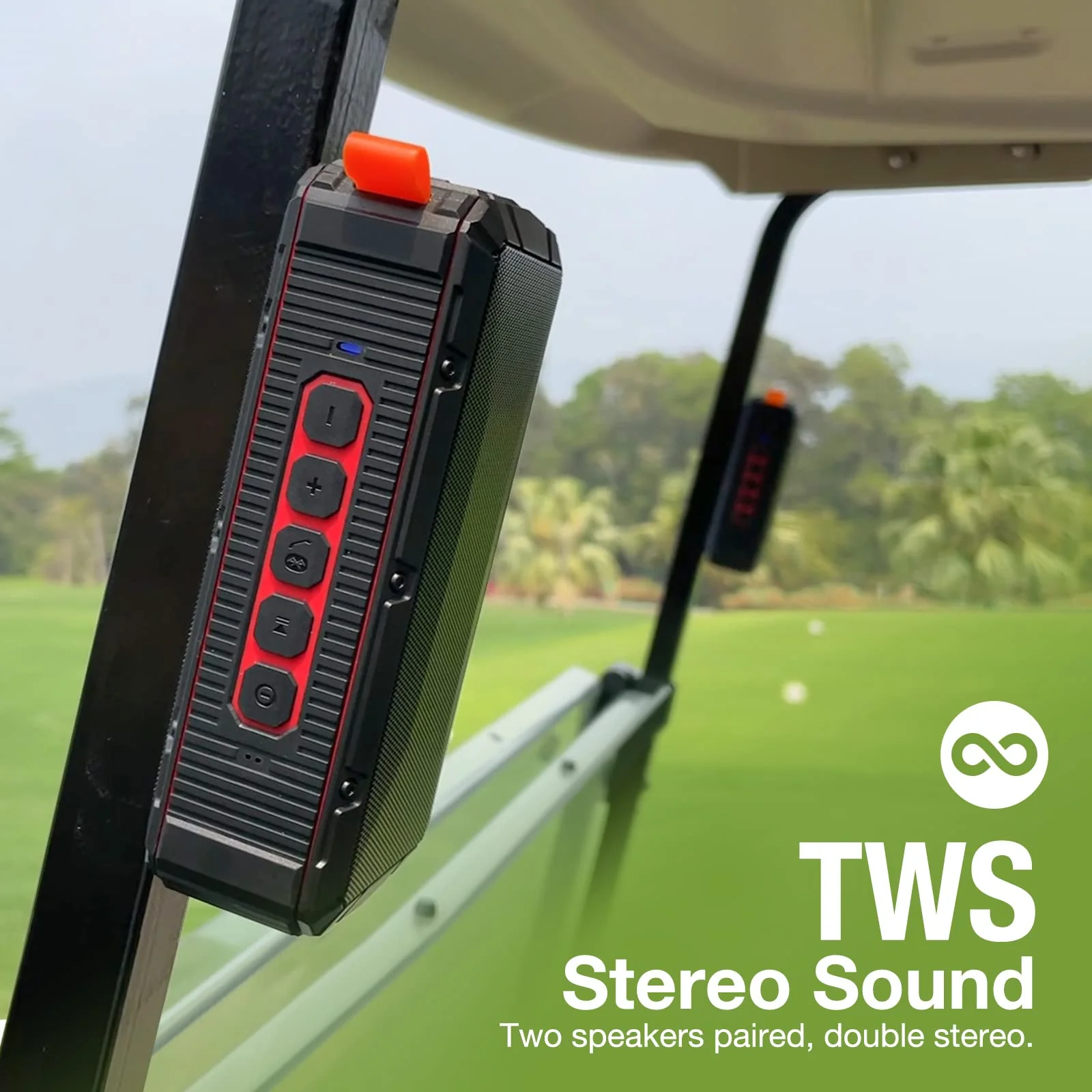 Pro Portable Magnetic Bluetooth Golf Speaker Wireless Waterproof IPX6/Shockproof 3rd Generation Magnetic Golf Speakers for Golf Cart 24Hour Battery Golf Accessories Golf Gifts(TWS & SD Card function) TWS & SD Card function - Image 6