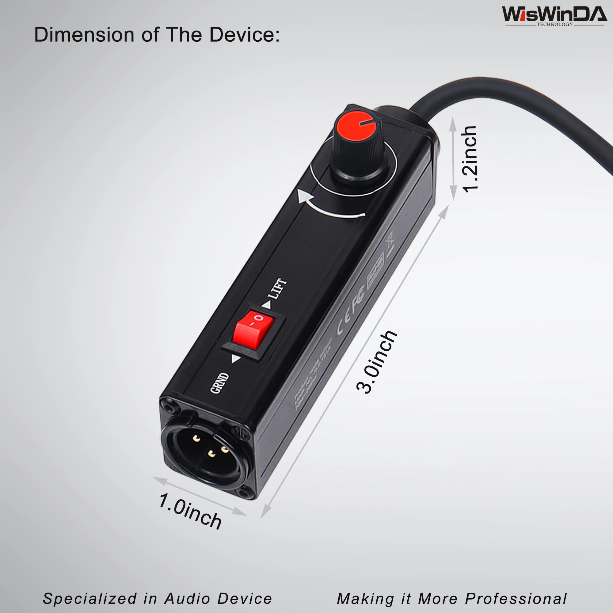 Pro101A AUX to XLR Isolation Box with Volume Controller and Ground Lift Switch Build-in Cord Length 3.3ft with Detachable 3.5mm Aux Gold Coating Plug (Pro 101A Aux-XLR) Pro 101A Aux-XLR - Image 6