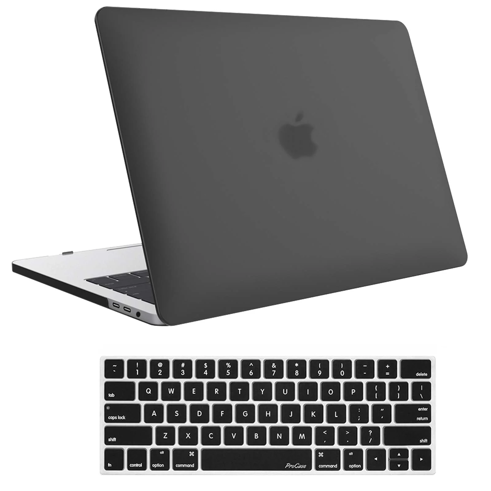 ProCase for MacBook Pro 15 2019 2018 2017 2016 A1990/A1707 with Touch Bar, Hard Shell Case and Keyboard Cover for 2016-2019 MacBook Pro 15" -Black Black