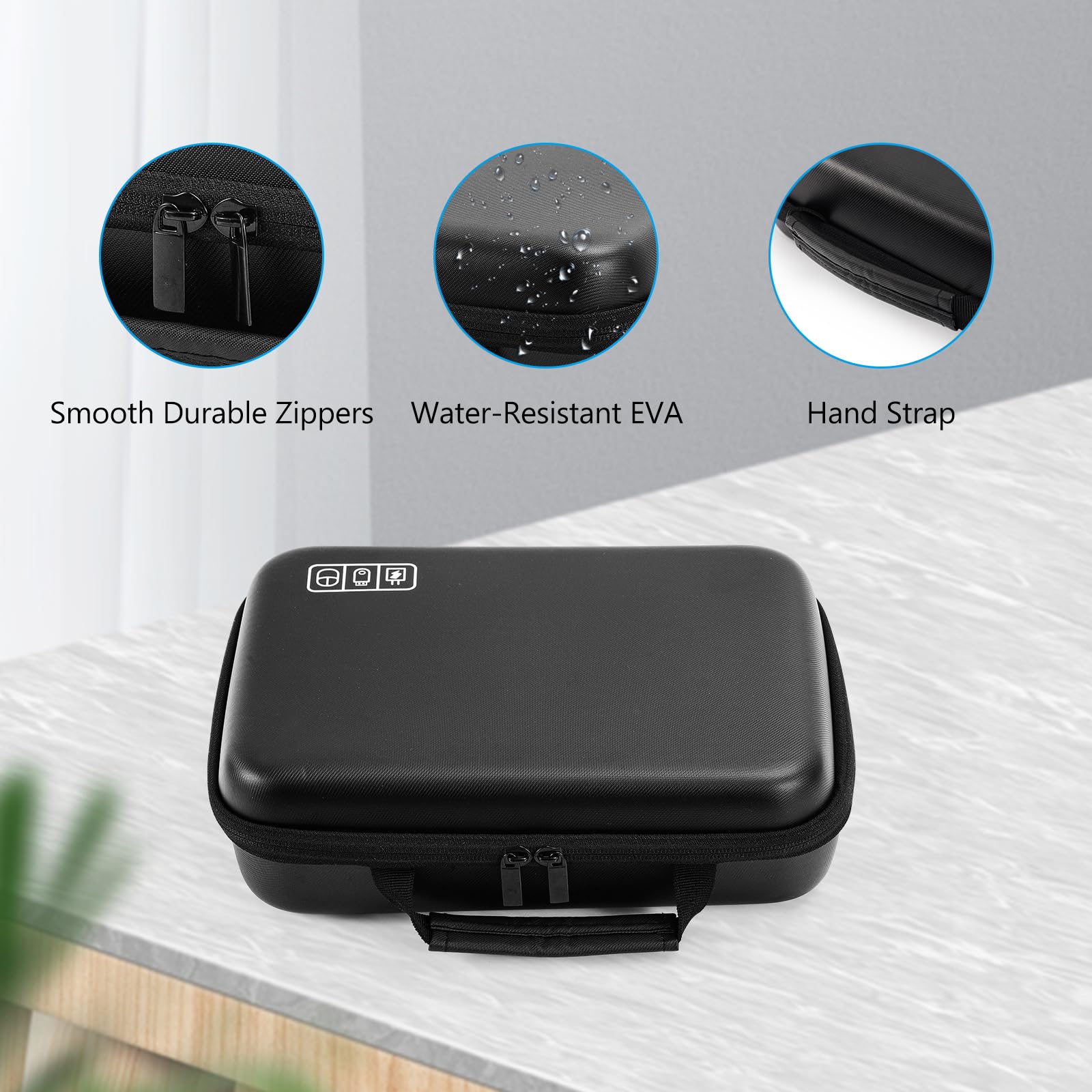 ProCase Hard Travel Electronic Organizer Case for MacBook Power Adapter Chargers Cables Power Bank Apple Magic Mouse Apple Pencil USB Flash Disk SD Card Small Portable Accessories Bag -XL, Black Extra Large - 11.8 x 8.0 x 3.35 Inch - Image 5