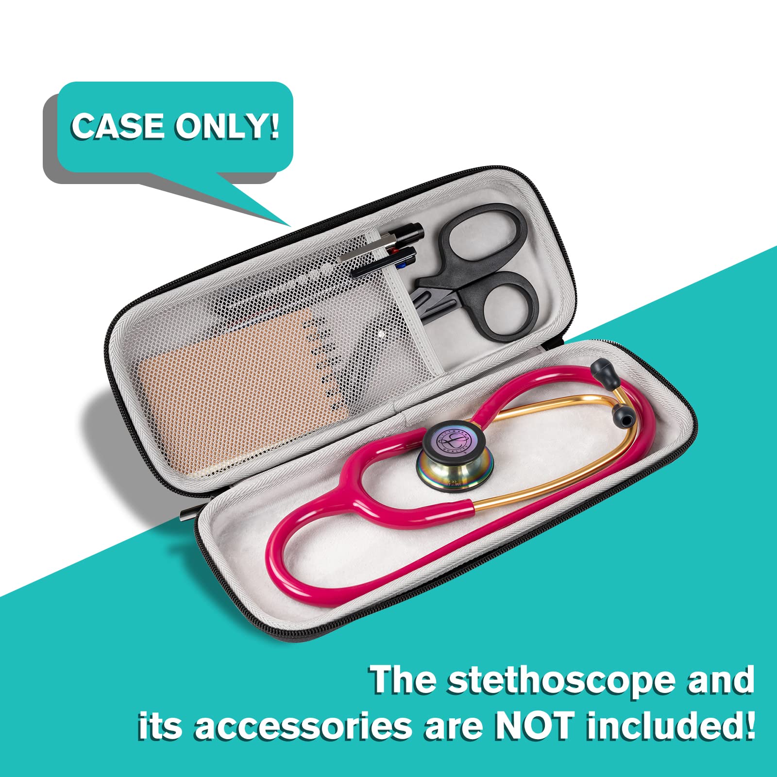 ProCase Stethoscope Case for 3M Littmann Classic III, Lightweight II S.E, MDF Acoustica Stethoscope, Cardiology IV Stethoscope, Hard Travel Carrying Case for Nurse -Black Black - Image 2