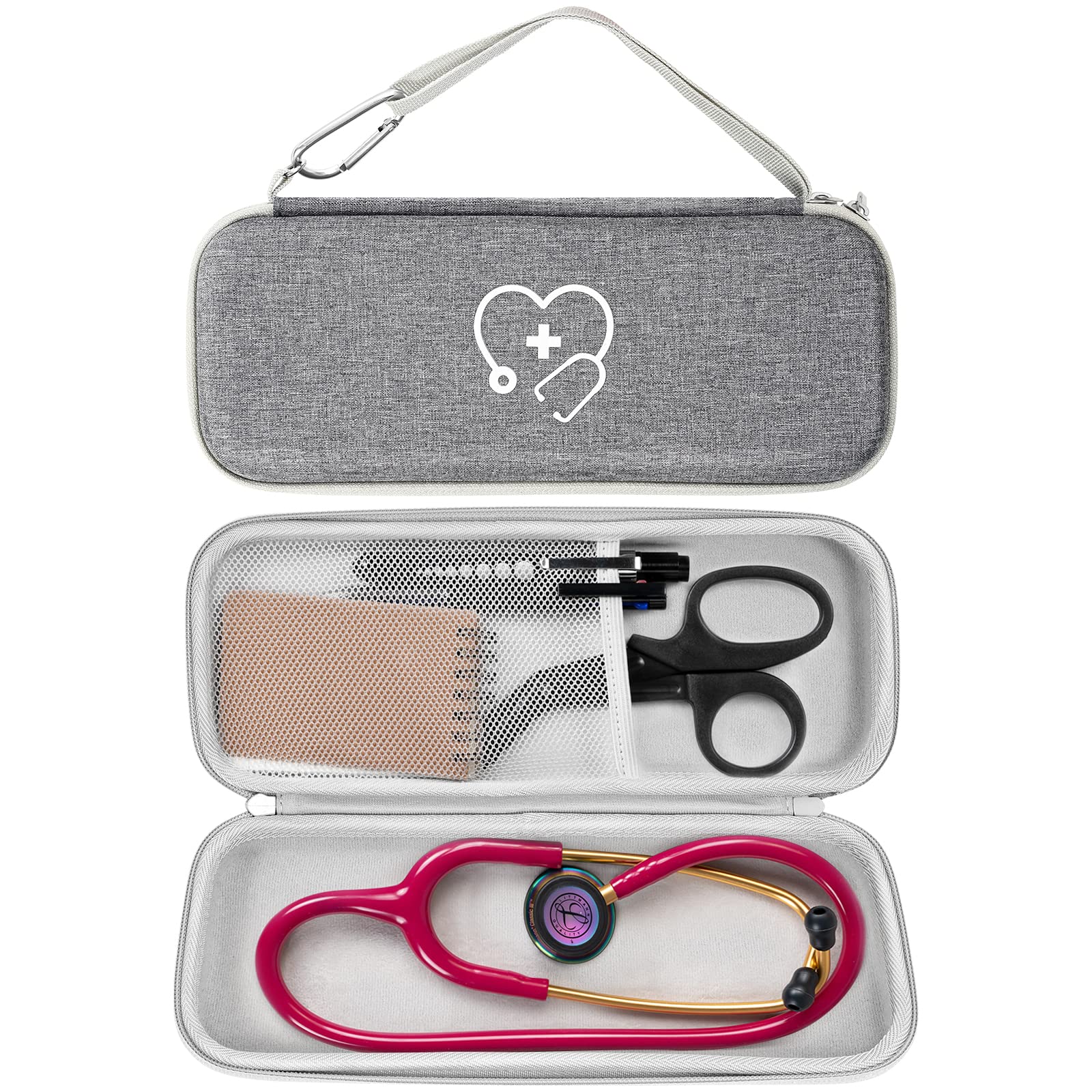 ProCase Stethoscope Case for 3M Littmann Classic III, Lightweight II S.E, MDF Acoustica Stethoscope, Cardiology IV Stethoscope, Hard Travel Carrying Case for Nurse -Grey gray
