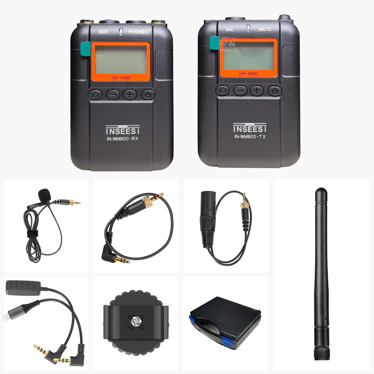 Professionai Wireless Video Recording Microphone with 1 Receiver,1 Transmitters, and 1 Lapel Microphones Compatible Smartphones,DSLR,and Video Cameras