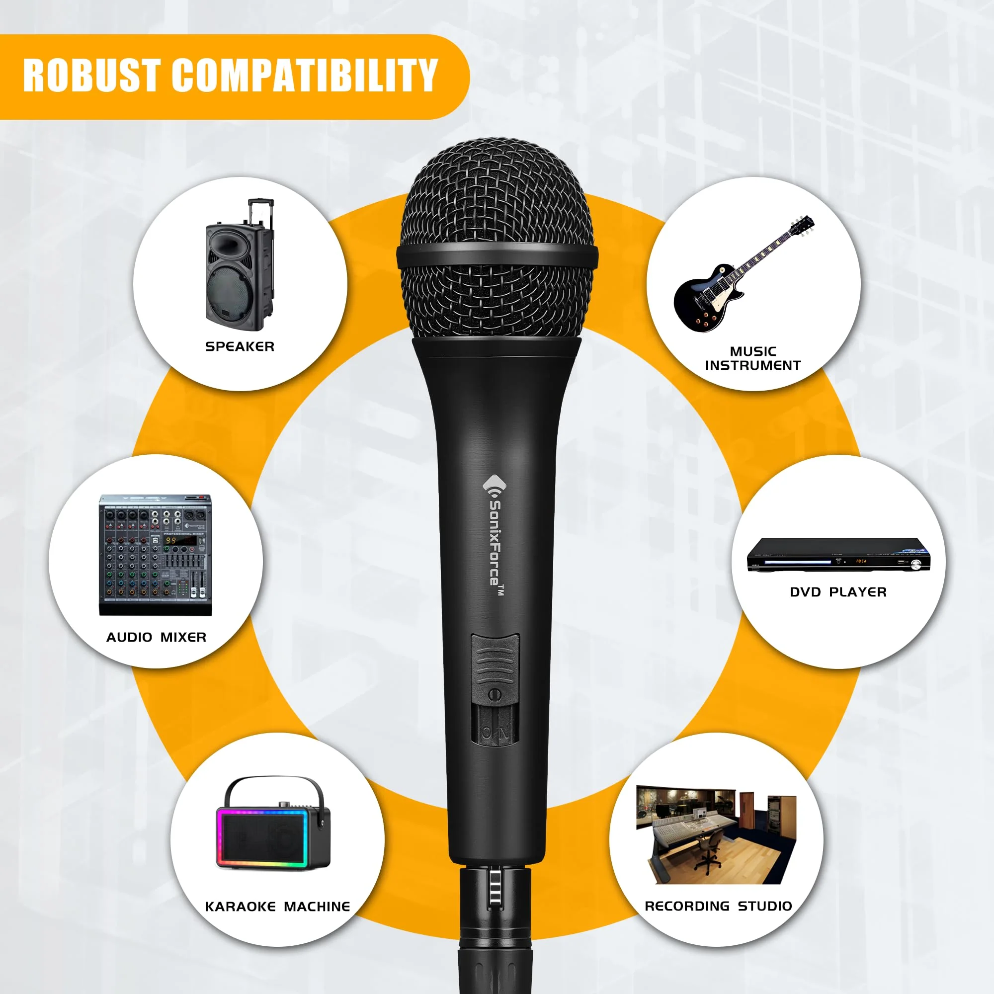 Professional Dynamic Microphone for Singing Karaoke Microphone with 16ft XLR to 1/4'' Audio Cable, Vocal Handheld Mic for Podcast Mixer Amplifier PA System Black - Image 6