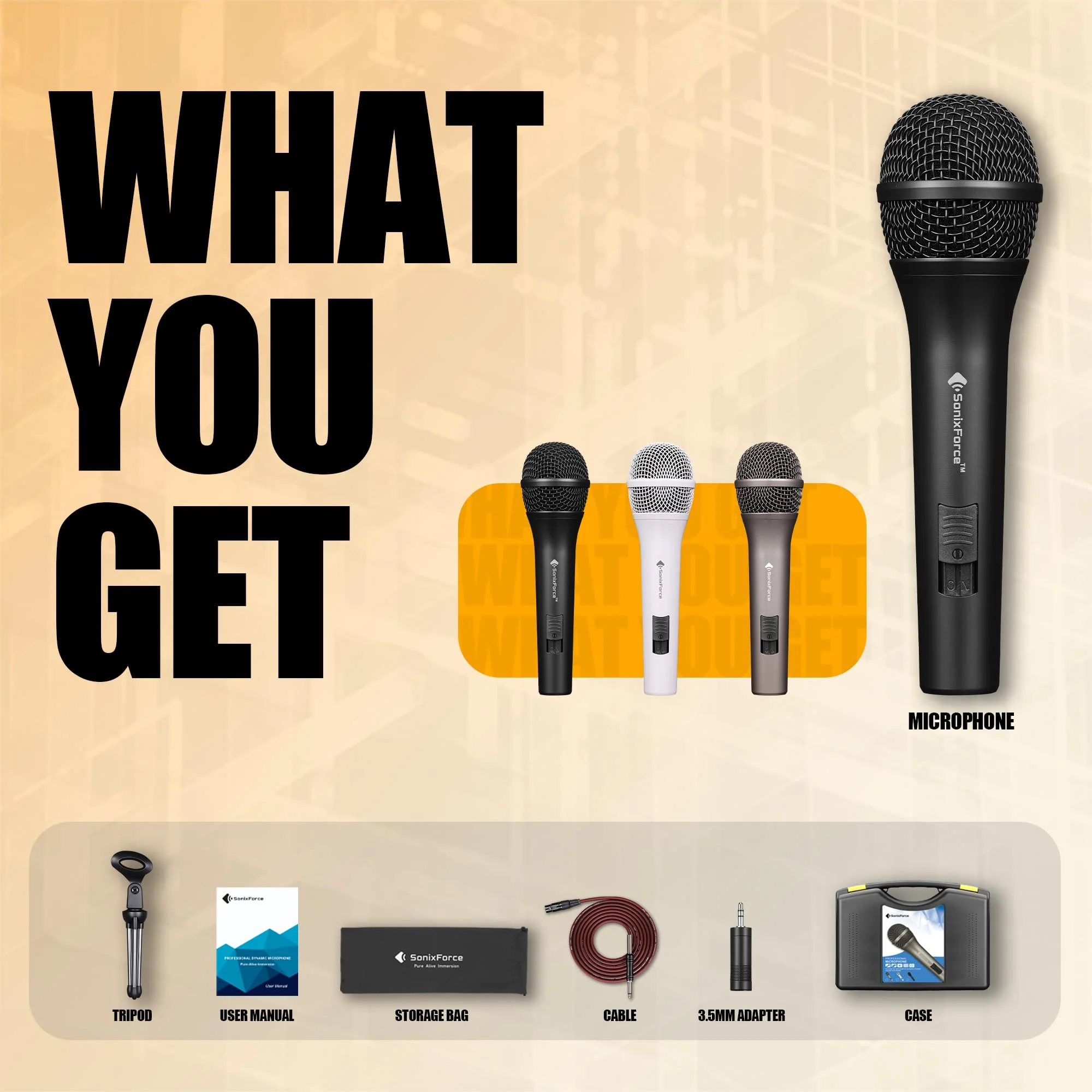 Professional Dynamic Microphone for Singing Karaoke Microphone with 16ft XLR to 1/4'' Audio Cable, Vocal Handheld Mic for Podcast Mixer Amplifier PA System Black - Image 8