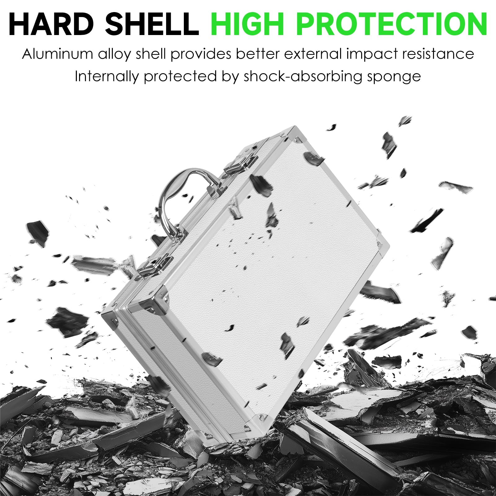 Professional Microphone Case, Hard Shell Carrying Case for 2 Wireless Mics, Aluminum Frame with Foam Interior, white - Image 4