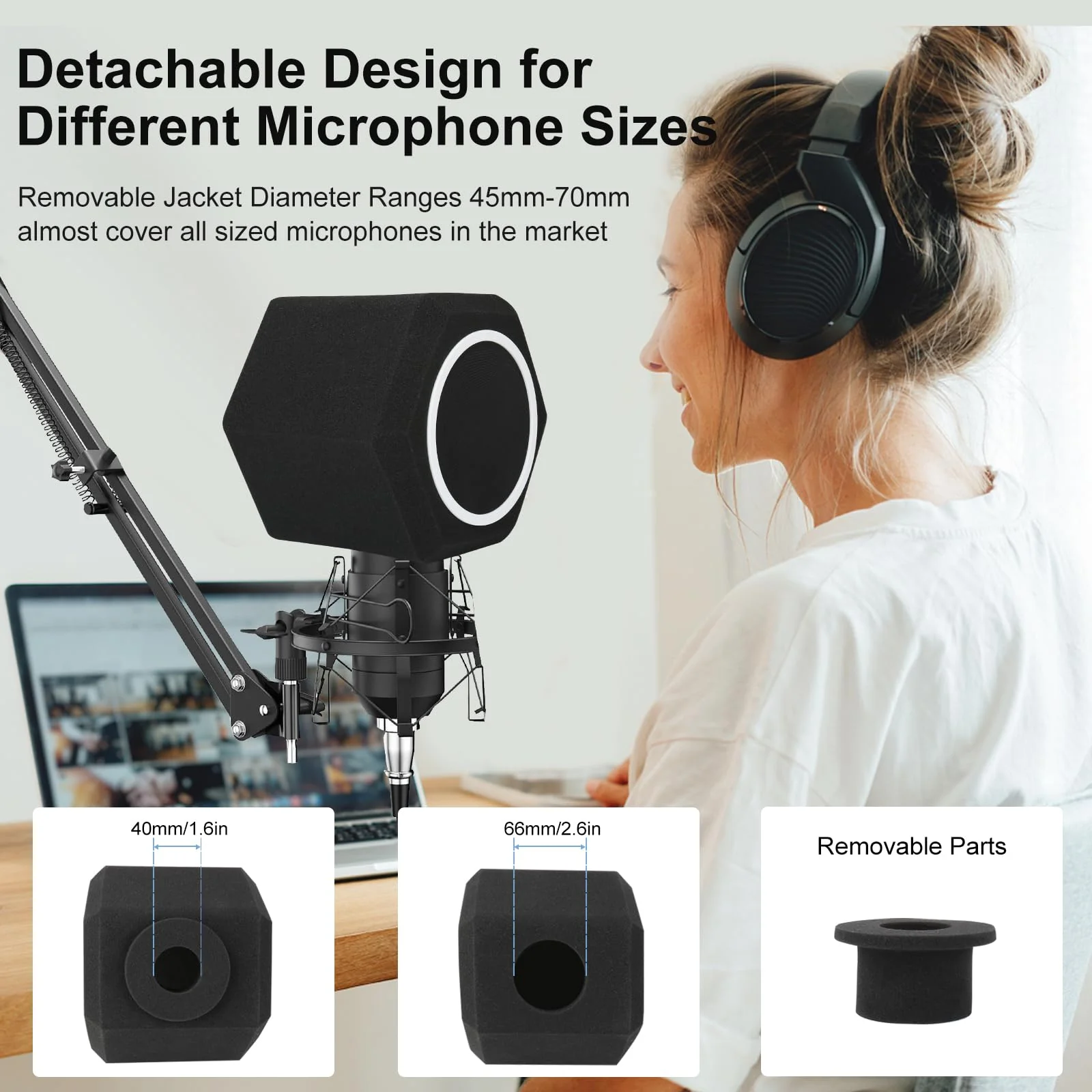 Professional Microphone Isolation Ball with 2-Layered Pop Filter, High Density Foam Great Noise Cancellation - Image 5