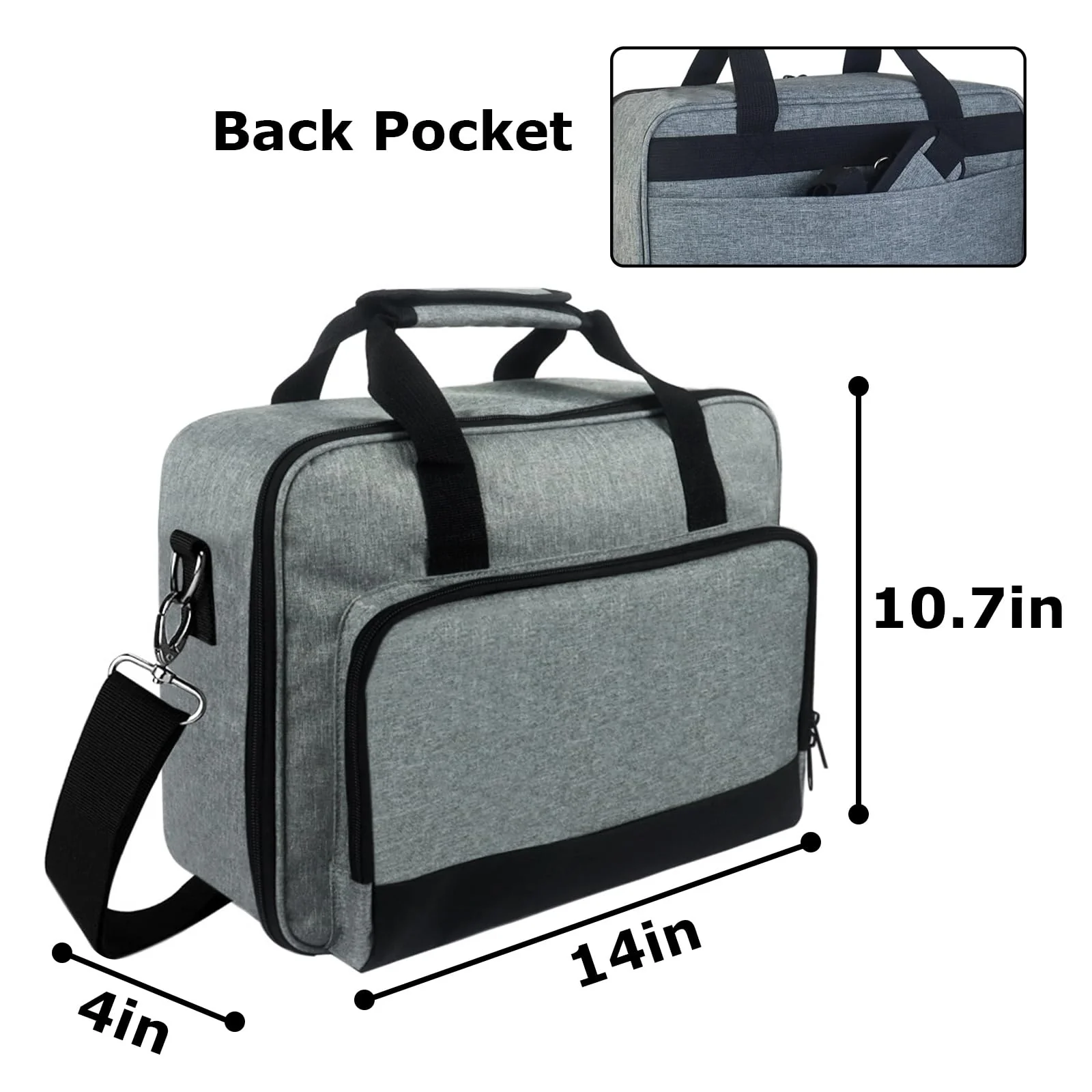 Projector Carrying Case, Projector Bag with Accessories Storage Pockets & Adjustable Shoulder Straps, Portable Carrying Bag Compatible with Epson BenQ ViewSonic and Most Mini Projectors Grey - Image 5
