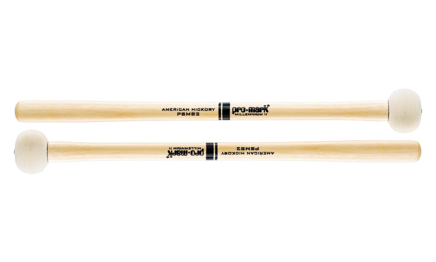 ProMark Bass Drum Mallets - Performer Series - Extra Dense Felt Head - Ideal for 20-22 inch Bass Drums - American Hickory Handles - Comfort Flare Grip - Exceptional Balance, Sound Projection - 1 Pair PSMB2