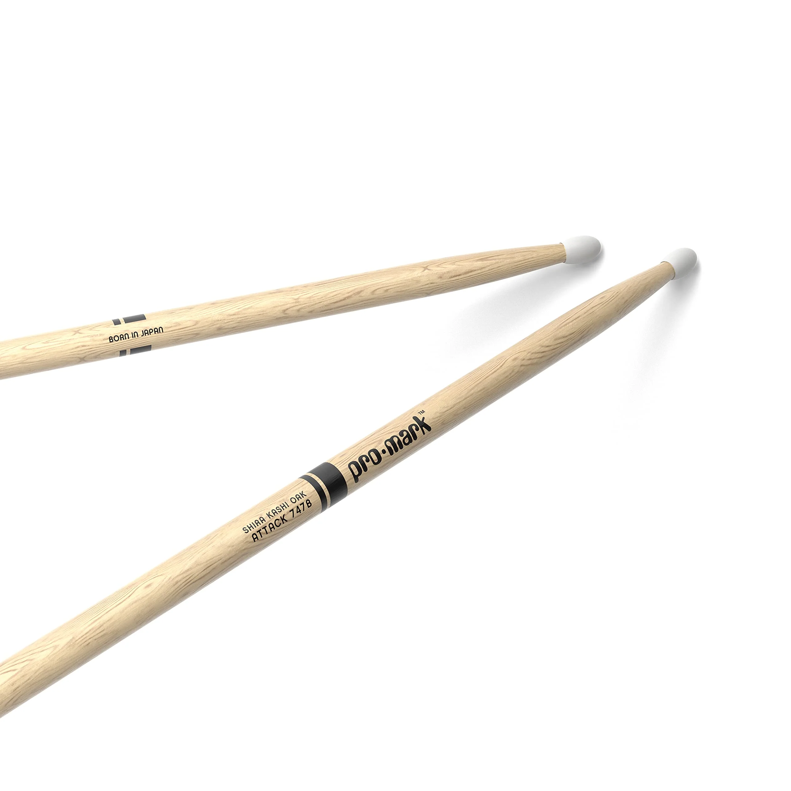 ProMark Drum Sticks - Classic Attack 747B Shira Kashi Oak Drumsticks, Oval Nylon Tip, One Pair Classic, Attack 747B