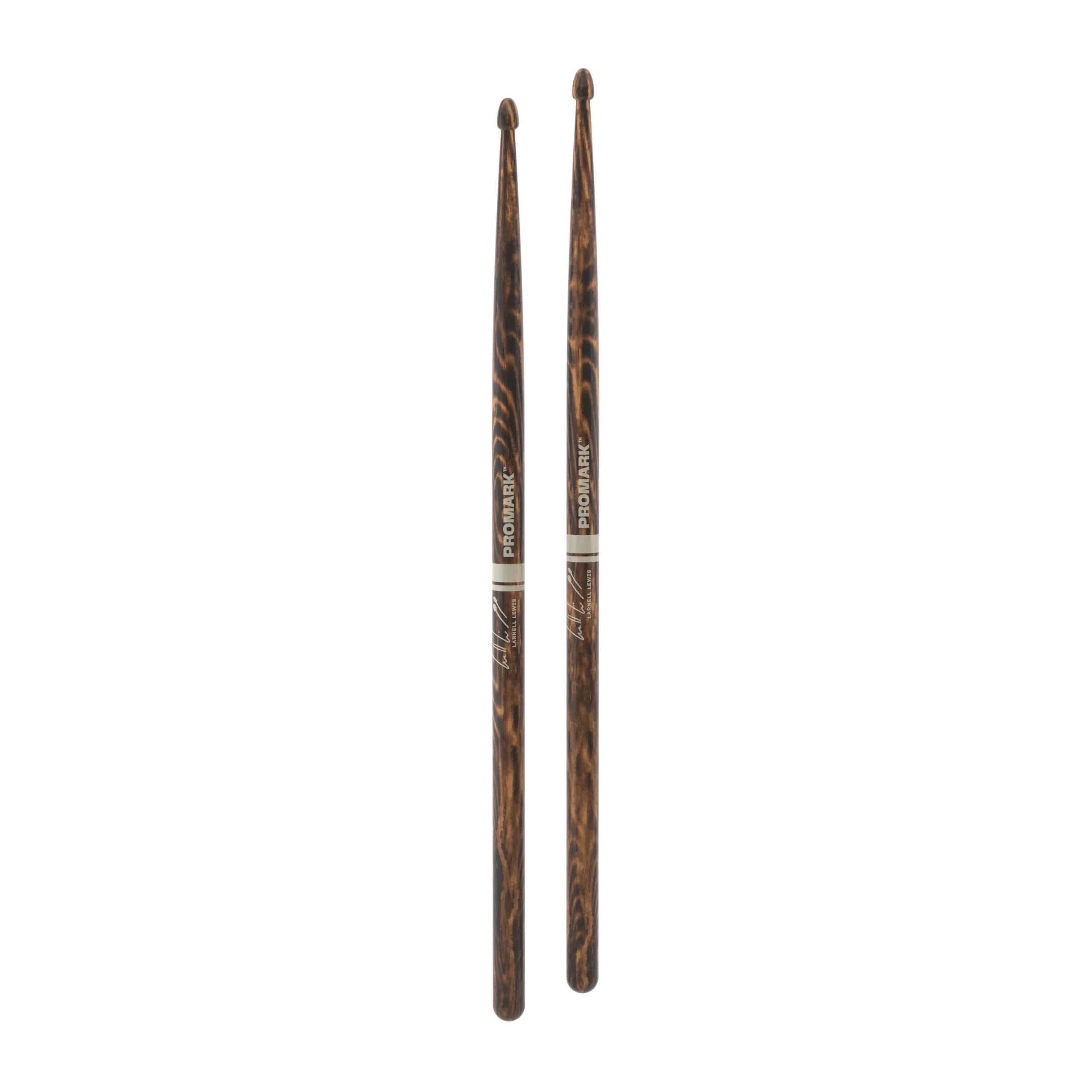 ProMark Drum Sticks - Larnell Lewis Signature FireGrain 5AB Drumstick - Drum Sticks Set - Large Round Wood Tip - Hickory with Lacquer Finish - 1 Pair - Image 3